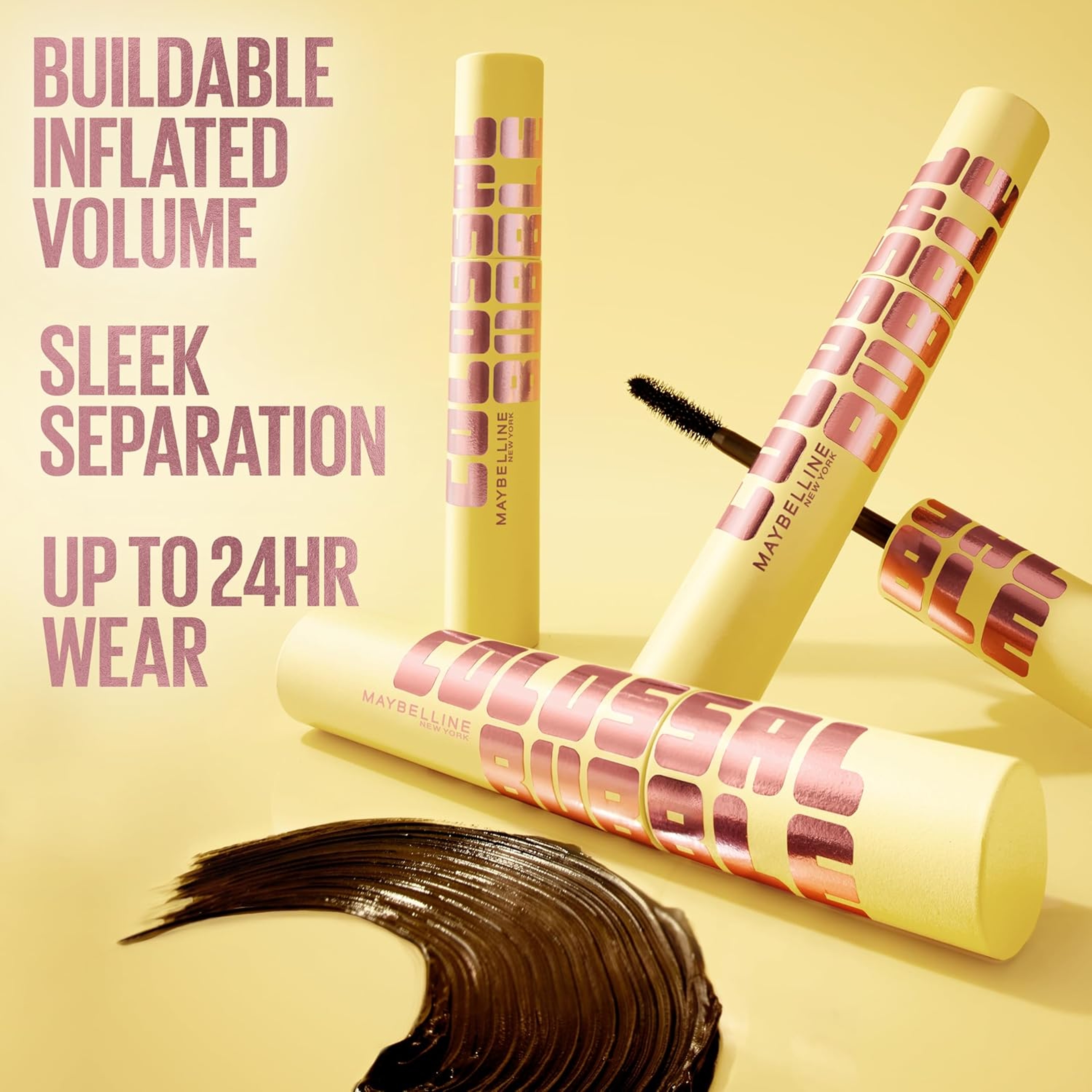 Maybelline Colossal Bubble Washable Mascara, Blackest Black, 1 Count - Buildable, Sleek Lash Volume for Up to 24HR Wear 3