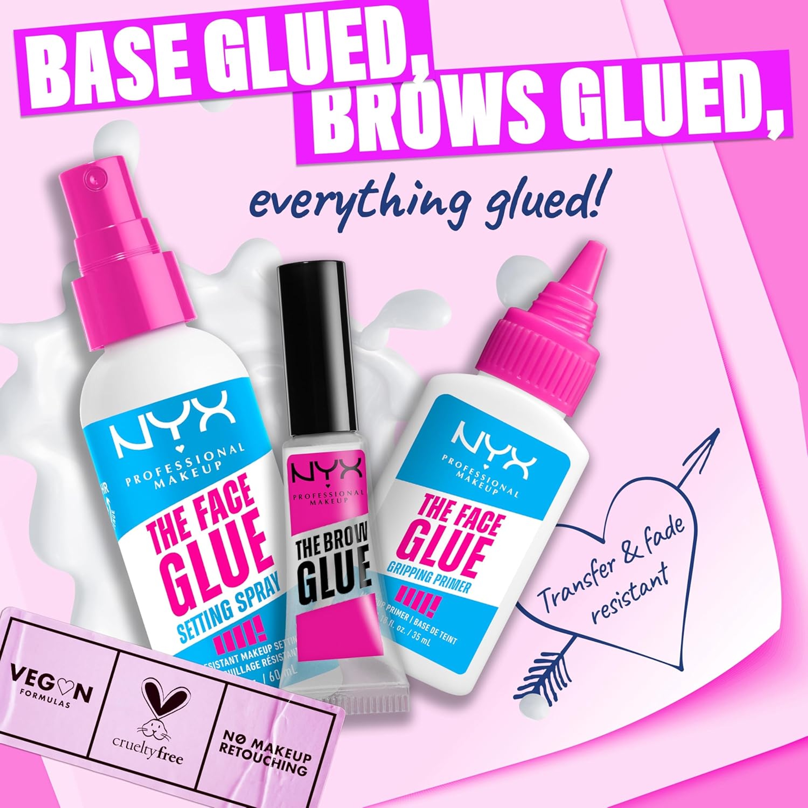 NYX Professional Makeup The Face Glue Setting Spray 2.03 fl.oz - Waterproof, Up to 24HR Makeup Lock & Shield 9