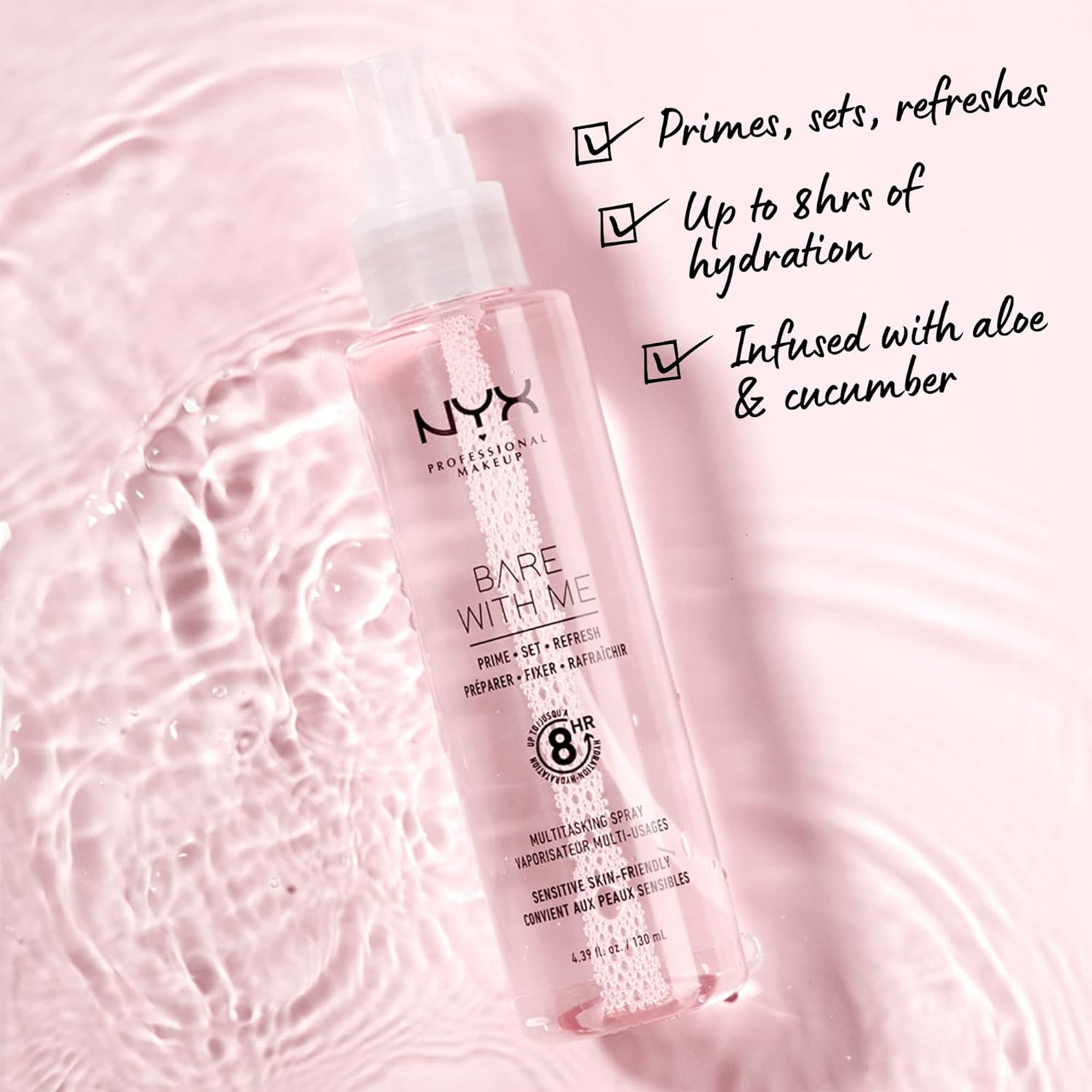 NYX Professional Makeup Bare With Me Multitasking Spray - Hydrating Primer & Makeup Setting Spray for Up to 8HR Wear 2