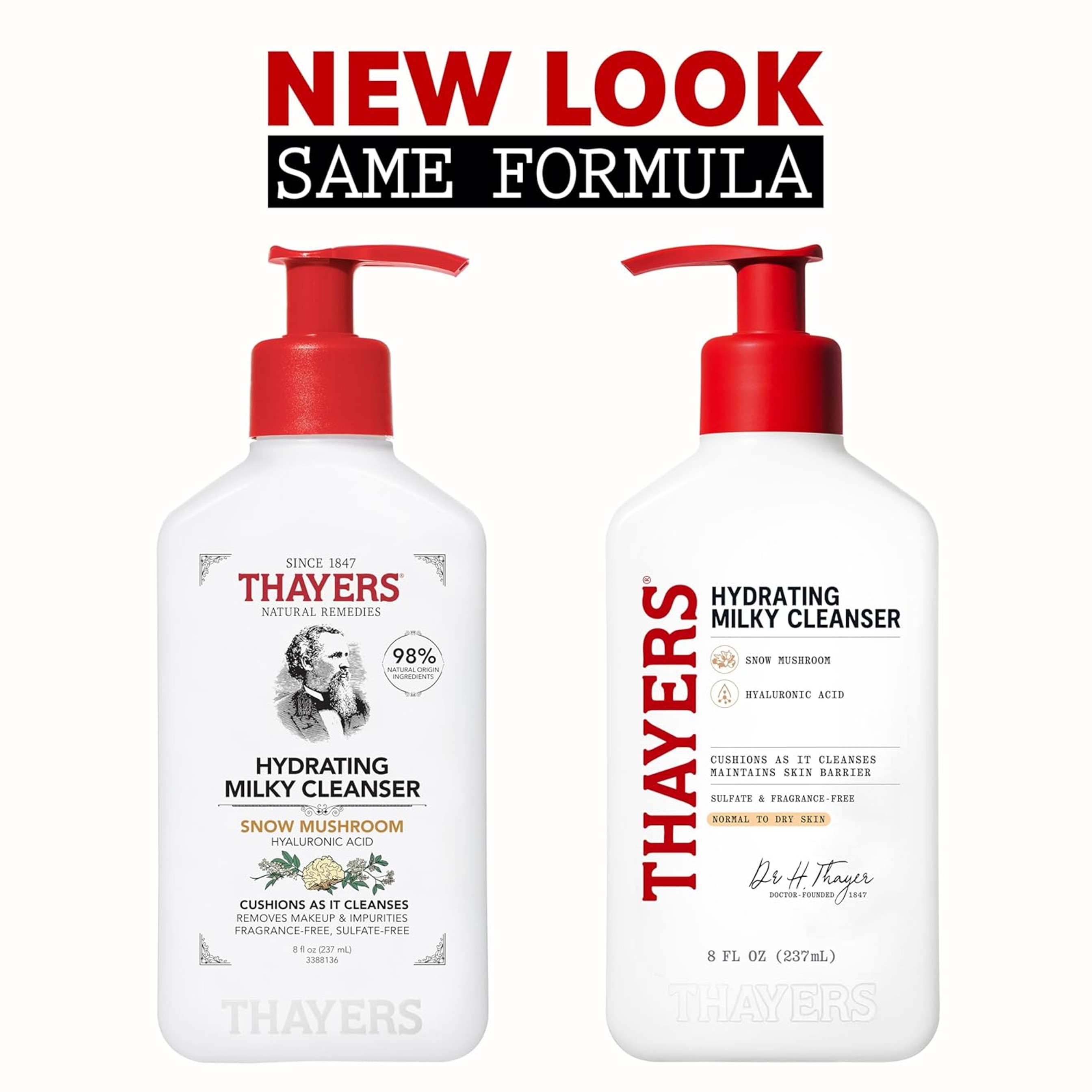 Thayers Hydrating Milky Cleanser 8 fl.oz - Gentle Hydrating Facial Wash with Snow Mushroom & Hyaluronic Acid 2