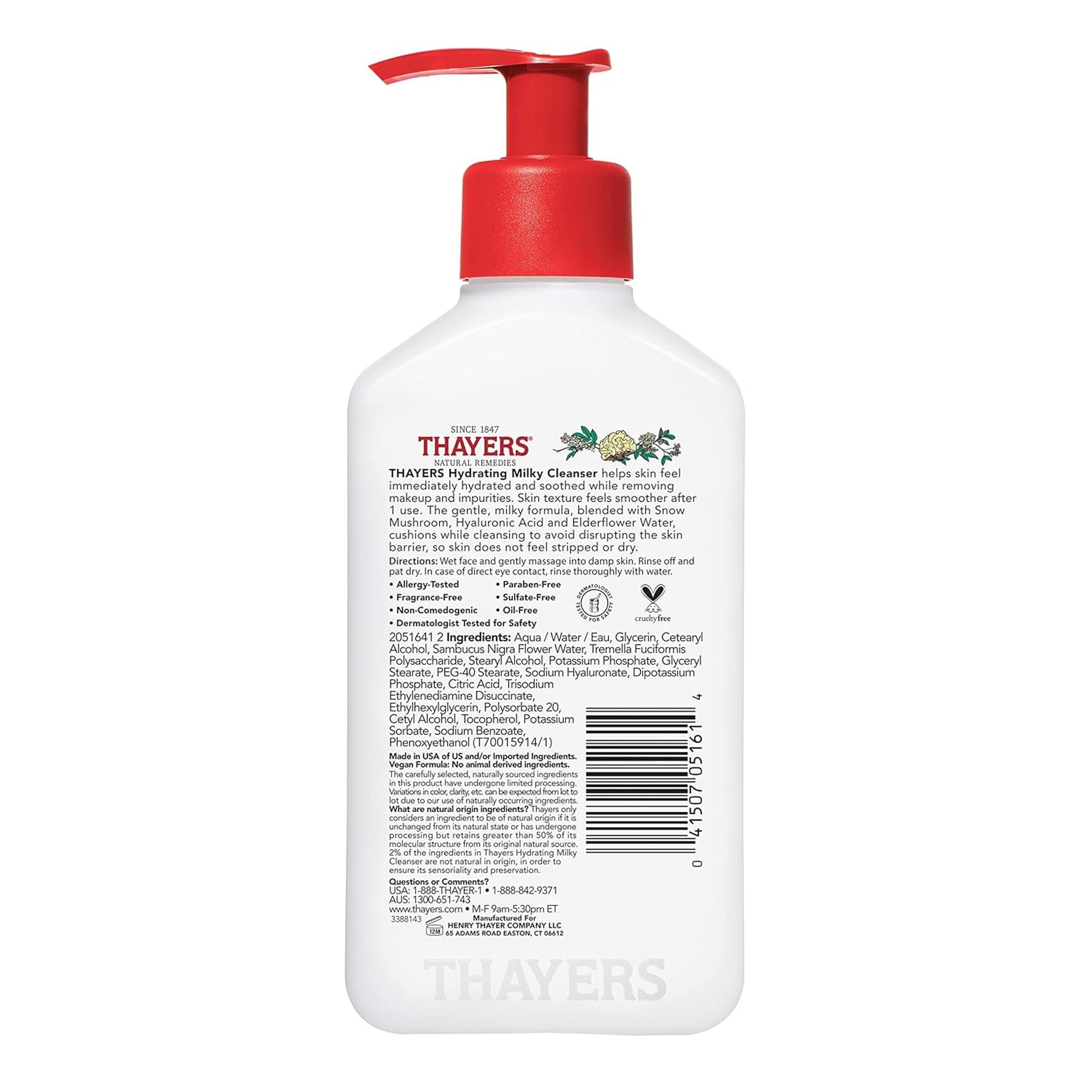 Thayers Hydrating Milky Cleanser 8 fl.oz - Gentle Hydrating Facial Wash with Snow Mushroom & Hyaluronic Acid 7
