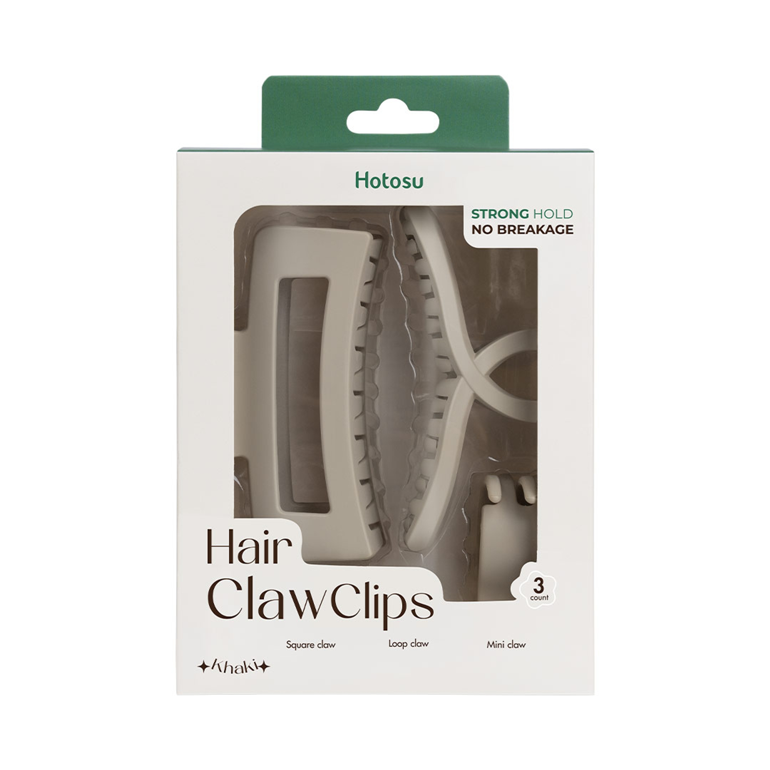 Hotosu Hair Claw Clips, Khaki, 3 Count - Strong Hold No Breakage 1