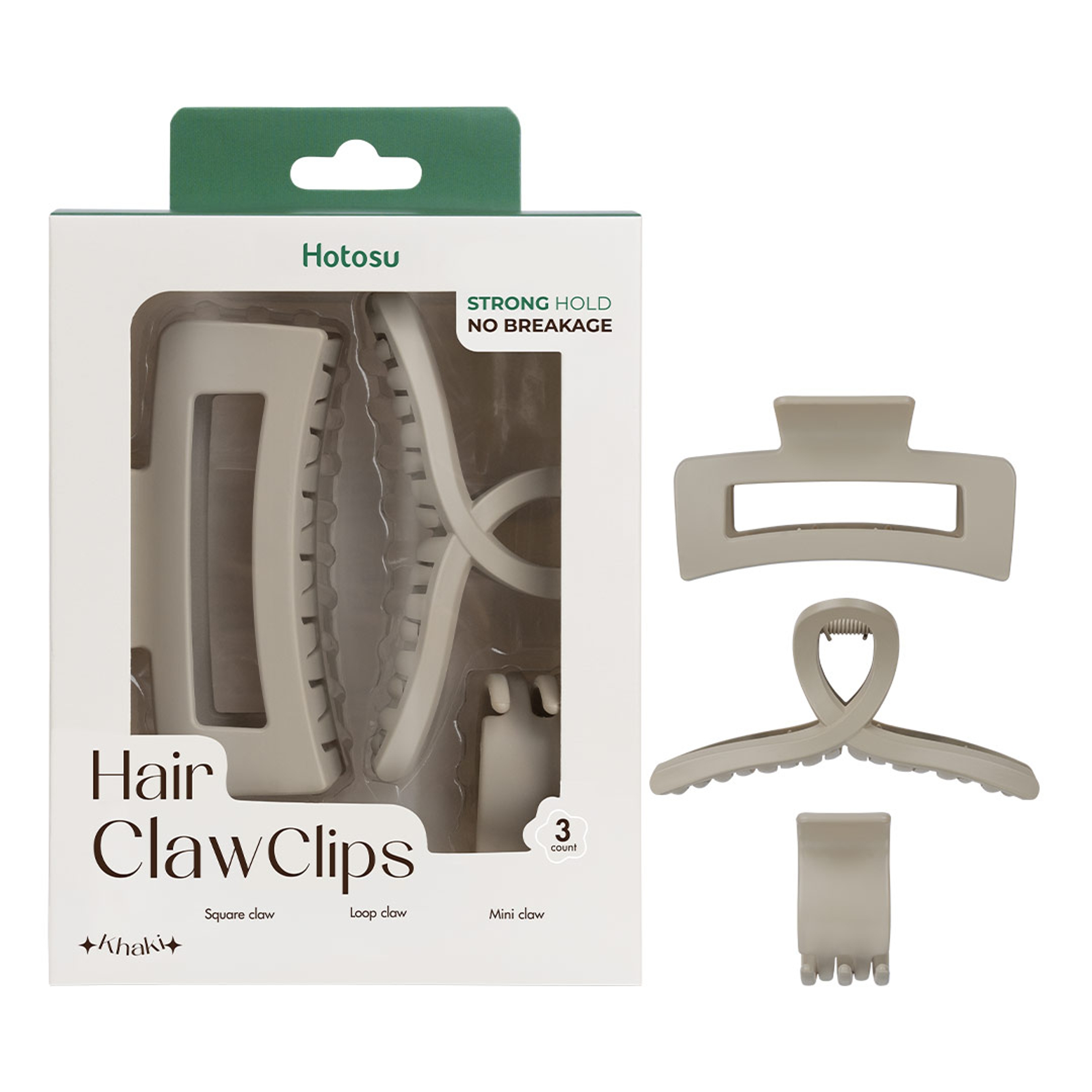 Hotosu Hair Claw Clips, Khaki, 3 Count - Strong Hold No Breakage 7