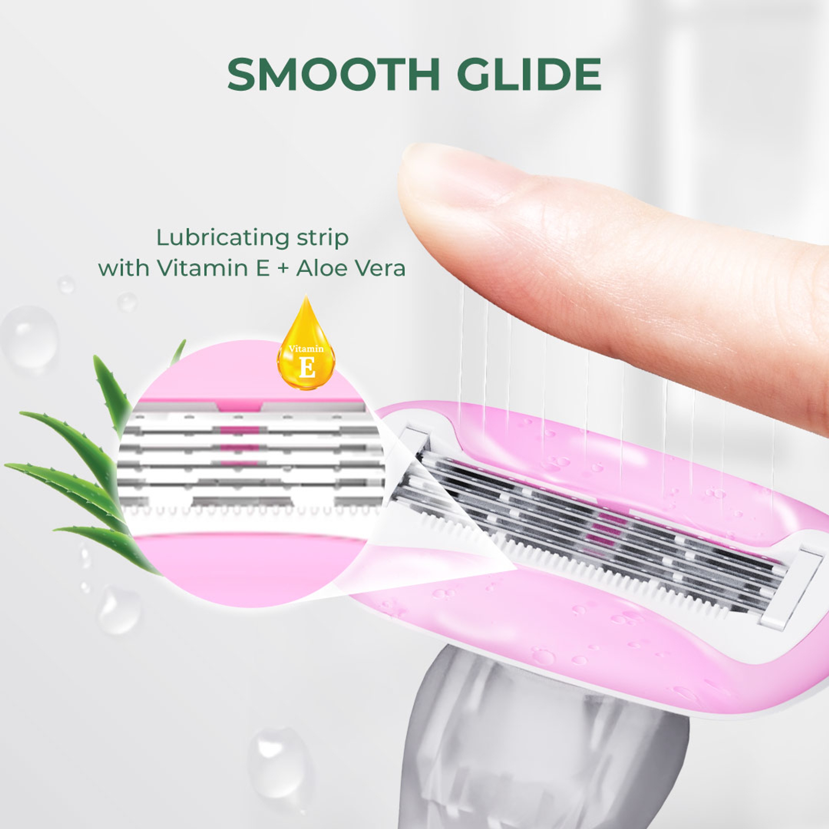 Hotosu Silky Smooth 5-Blade Women’s Razor, Mint, 1 Handle + 2 Refill Cartridges - Smooth Glide, Ultra-Flexible 2