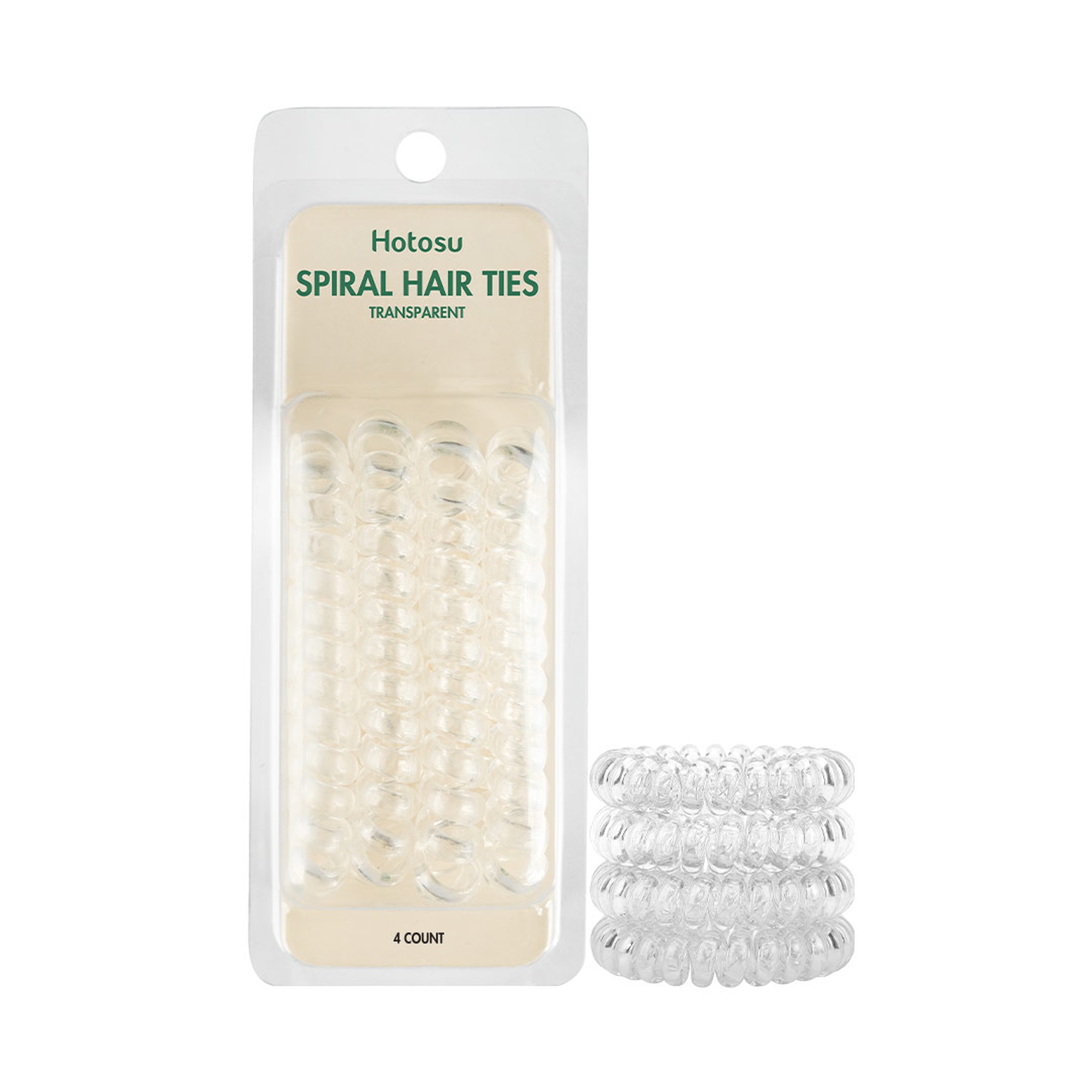Hotosu Spiral Hair Ties, Transparent, 4 Count - Secure Hold, Gentle On Hair 7