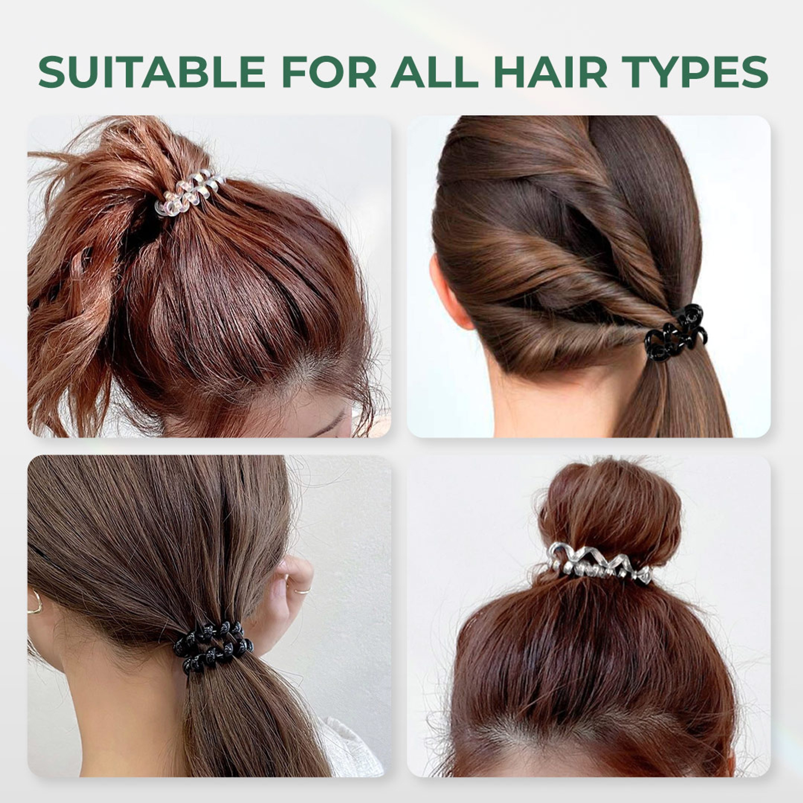 Hotosu Spiral Hair Ties, Transparent, 4 Count - Secure Hold, Gentle On Hair 5