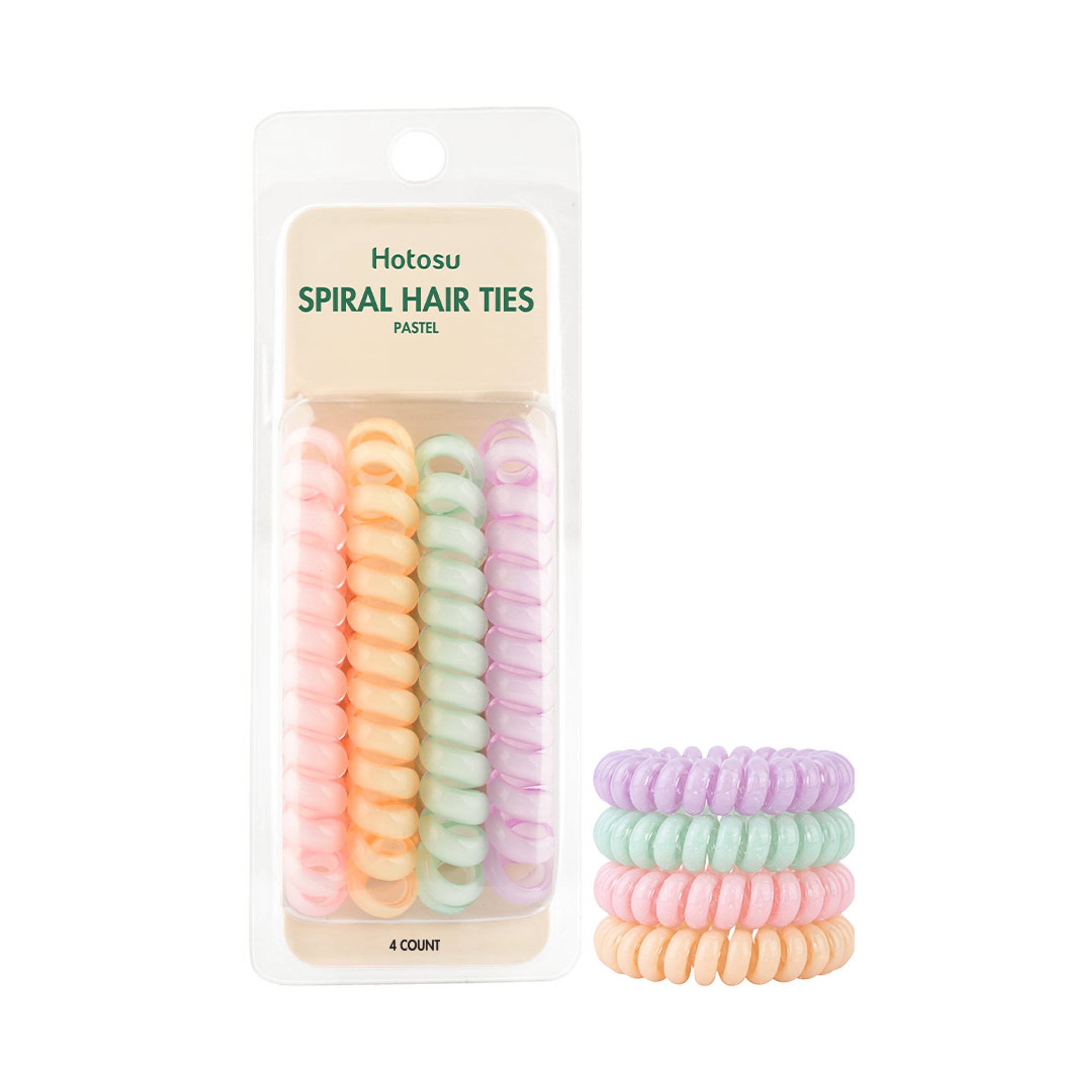 Hotosu Spiral Hair Ties, Pastel, 4 Count - Secure Hold, Gentle On Hair 7