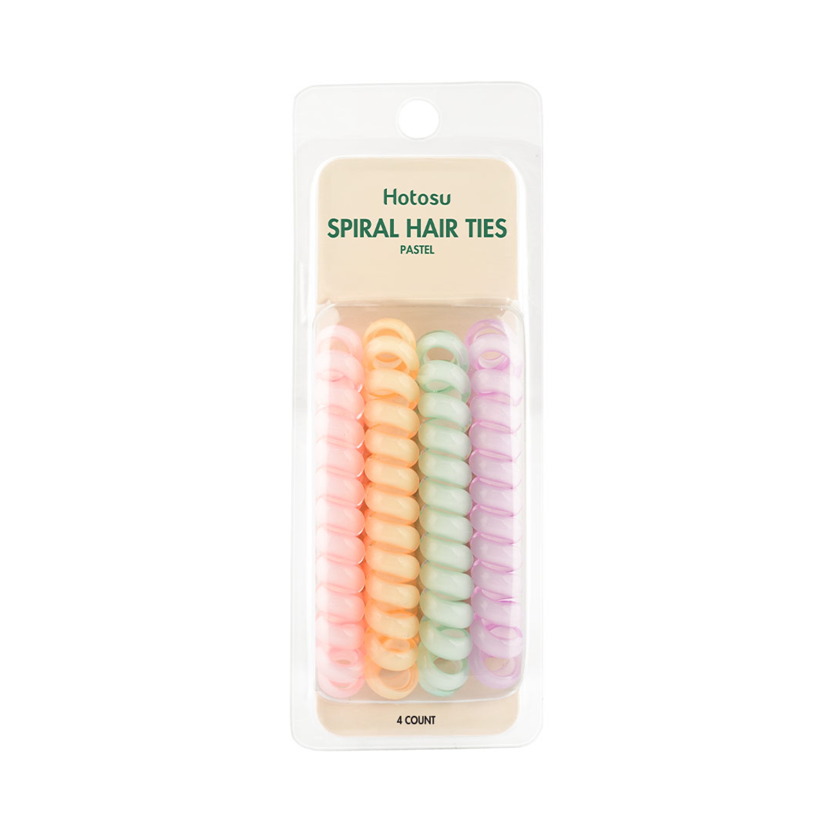 Hotosu Spiral Hair Ties, Pastel, 4 Count - Secure Hold, Gentle On Hair 1
