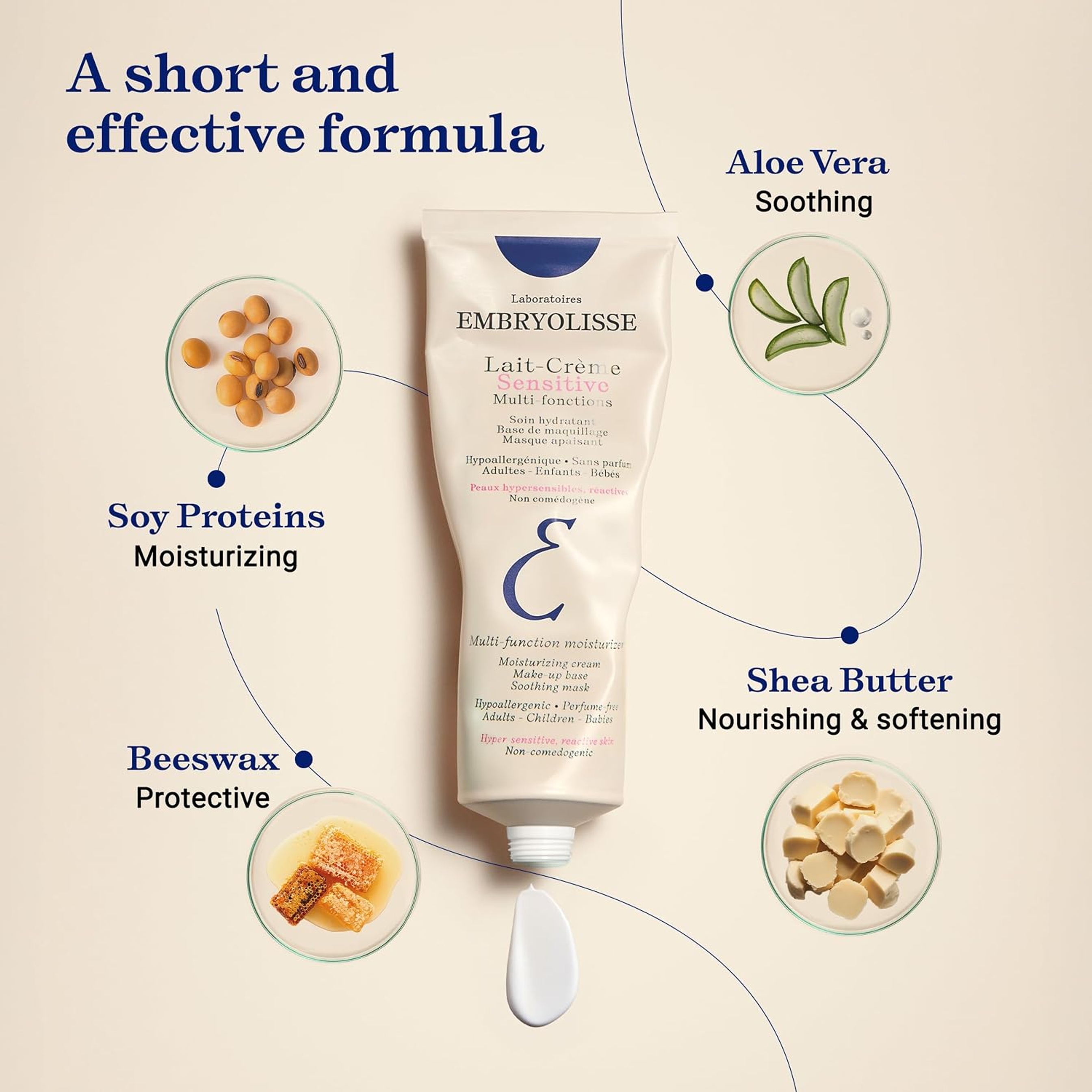 Embryolisse Lait-Crème Sensitive 3.38 fl.oz - Fragrance-Free Face Moisturizer and Makeup Primer with Shea Butter & Aloe 5