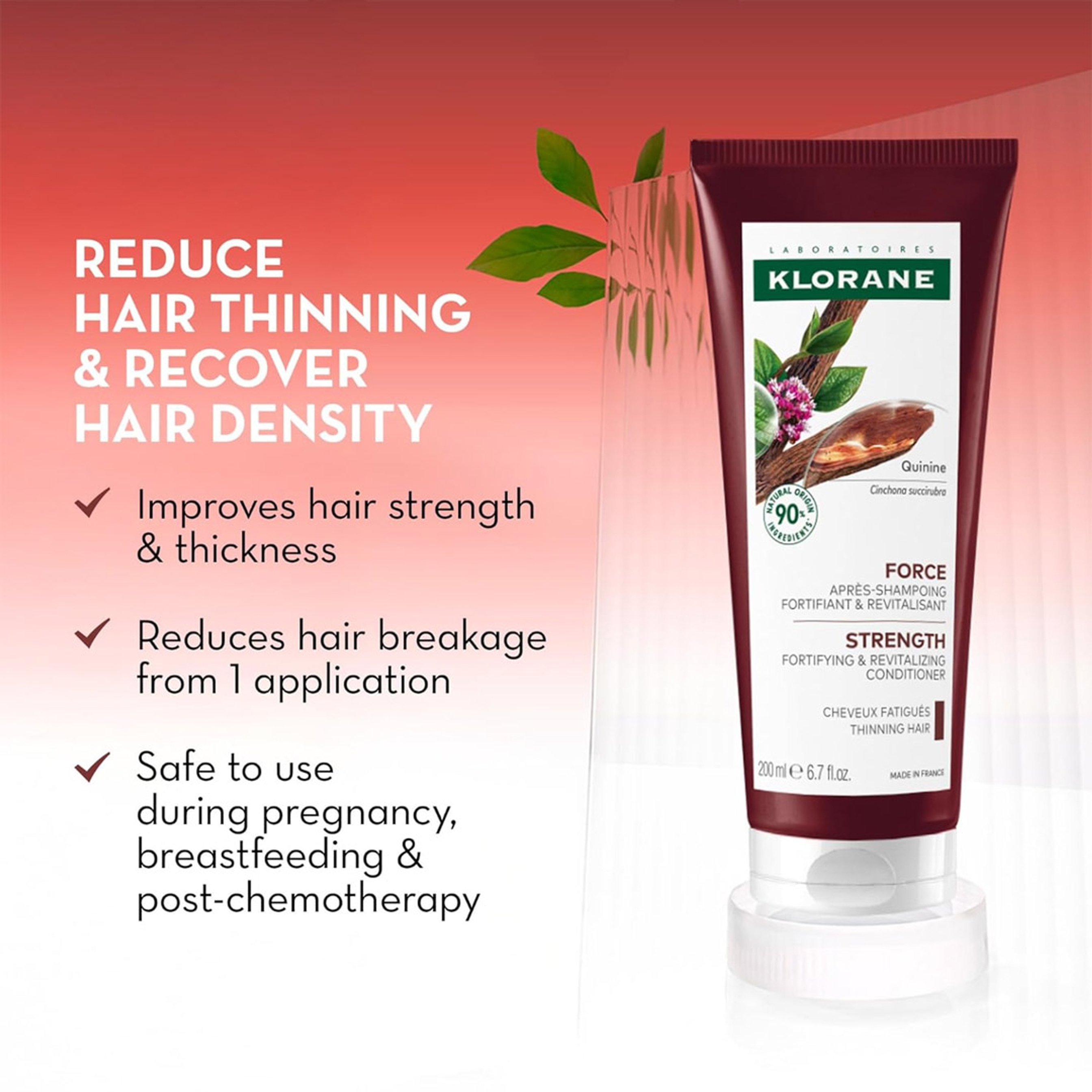 Klorane Strengthening Conditioner with Quinine - Natural Alternative for Hair Thinning 6.7 fl.oz 2