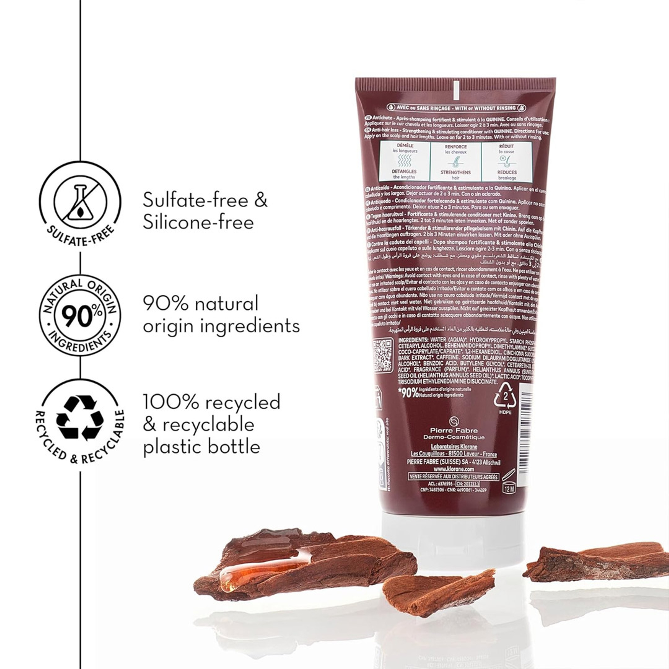 Klorane Strengthening Conditioner with Quinine - Natural Alternative for Hair Thinning 6.7 fl.oz 6