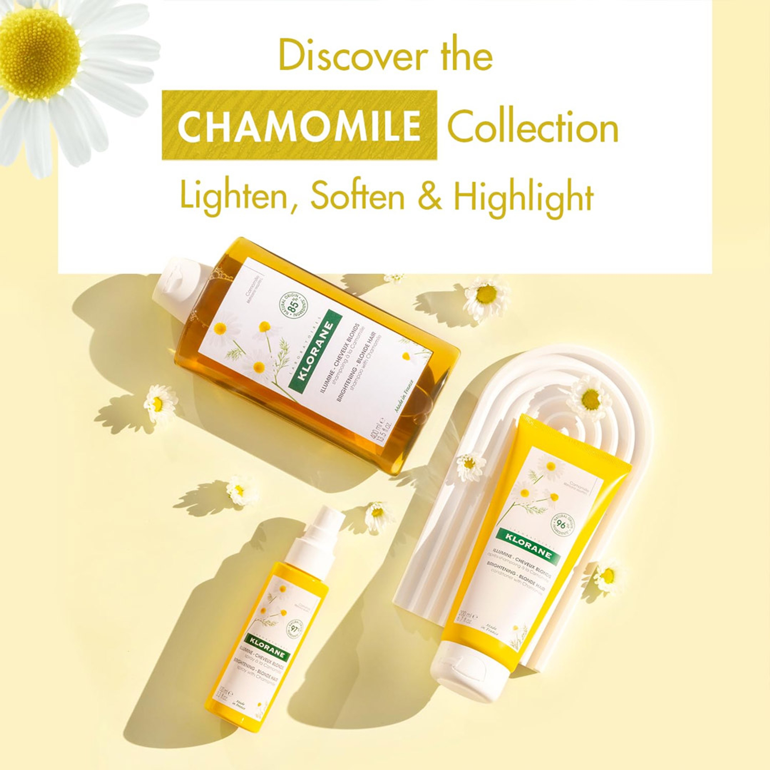 Klorane Brightening Shampoo with Chamomile - Enhances Highlights and Brightens Blonde Hair 13.5 fl.oz 6