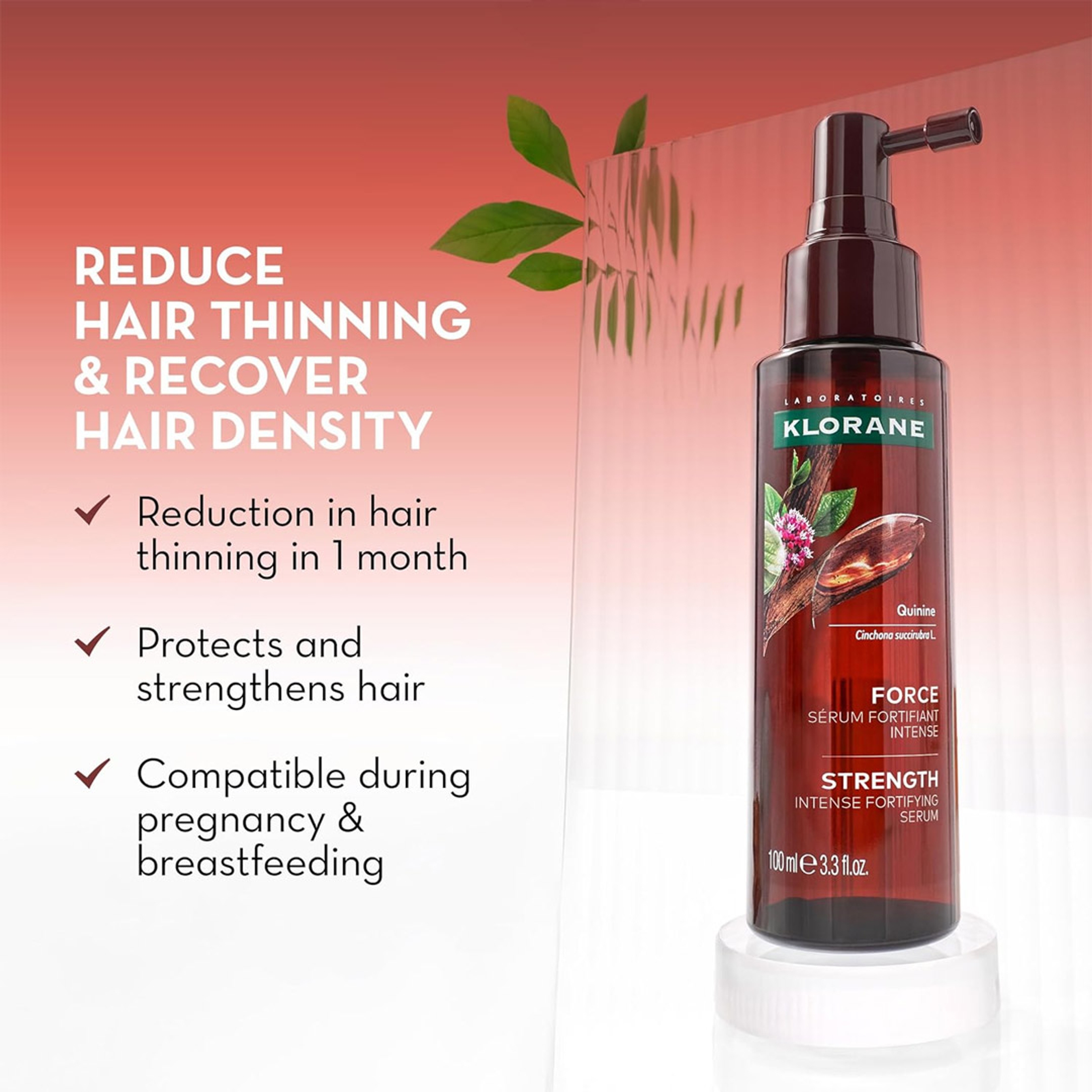 Klorane Intense Strengthening Serum with Quinine - Support Thicker, Stronger and Healthier Hair 3.3 fl.oz 2