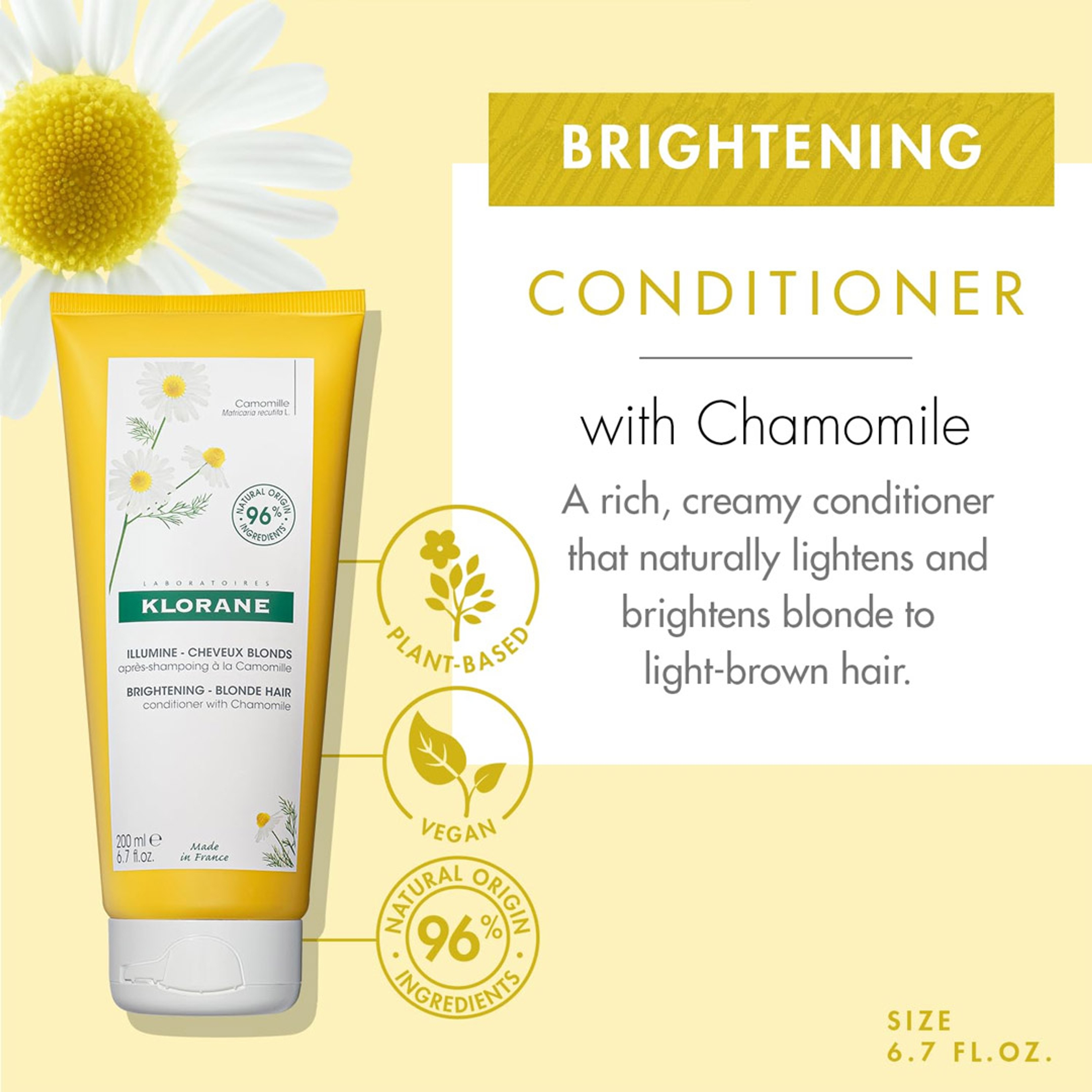 Klorane Brightening Conditioner with Chamomile - Naturally Lightens And Brightens Blonde Hair 6.7 fl.oz 2