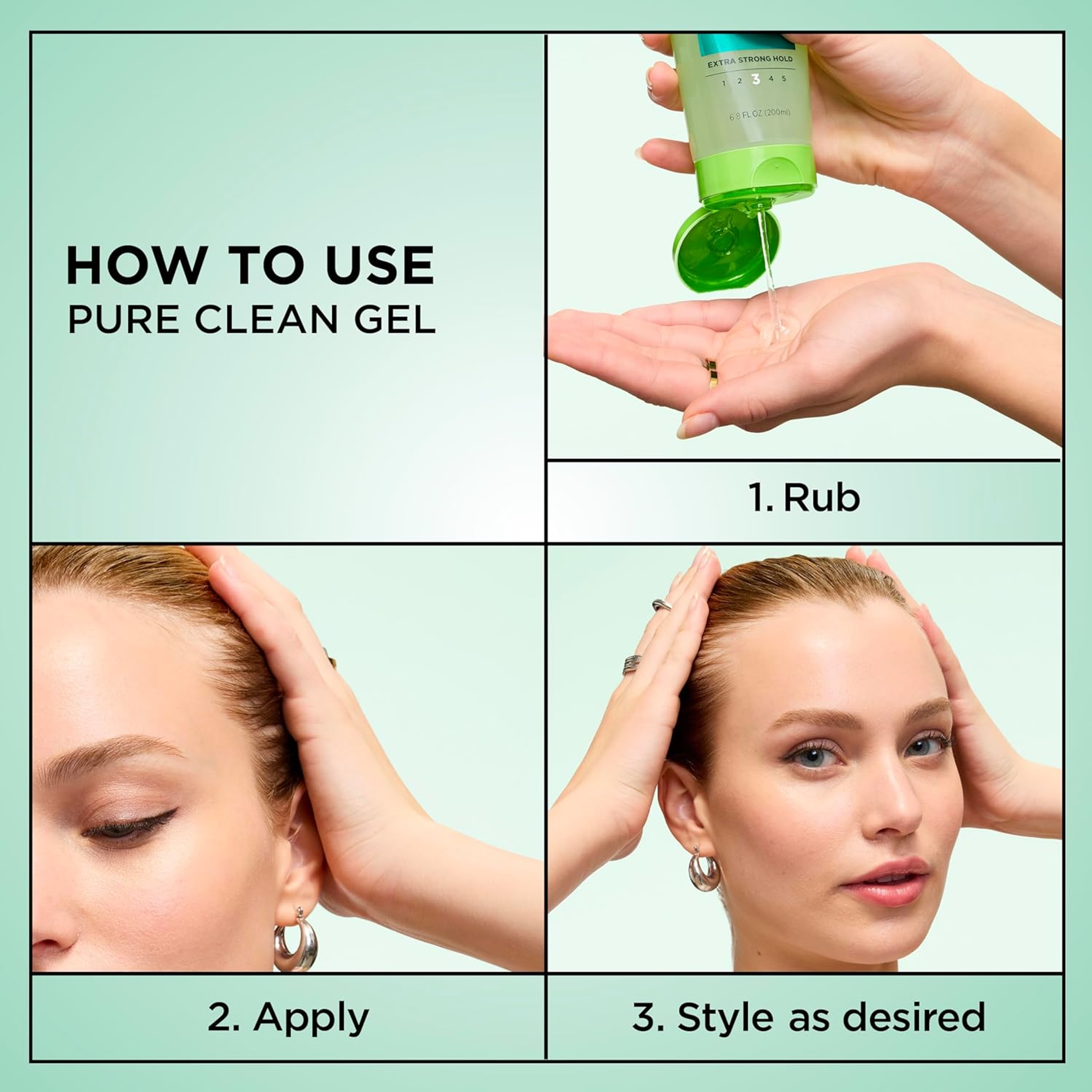 Garnier Fructis Pure Clean Styling Gel 6.8 fl.oz - Extra Strong Hold for Up to 24HRs for All Hair Types 5