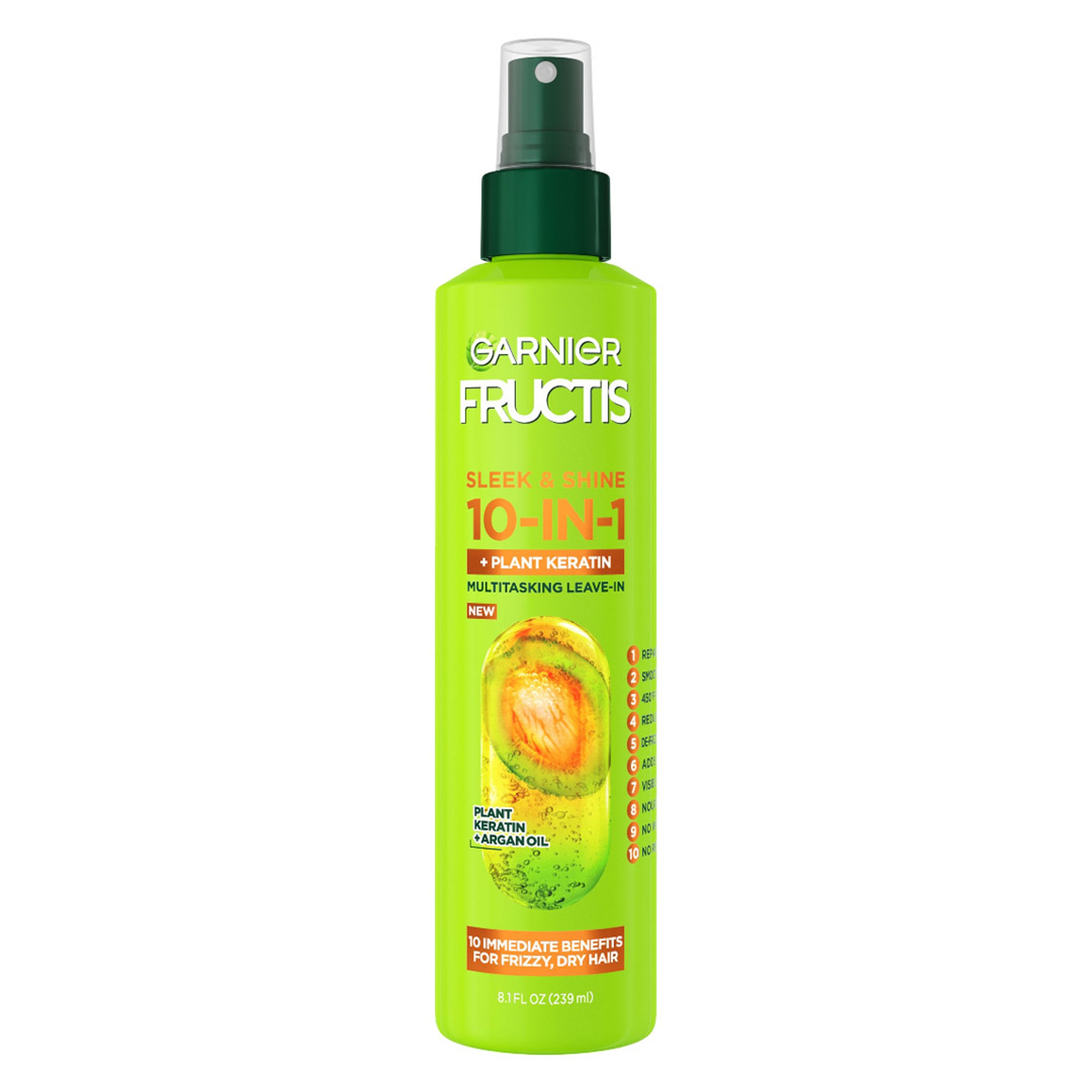 Garnier Fructis Sleek & Shine 10-in-1 Leave-In Spray 8.1 fl.oz - Leave In Conditioner Spray for Frizzy, Dry Hair 1
