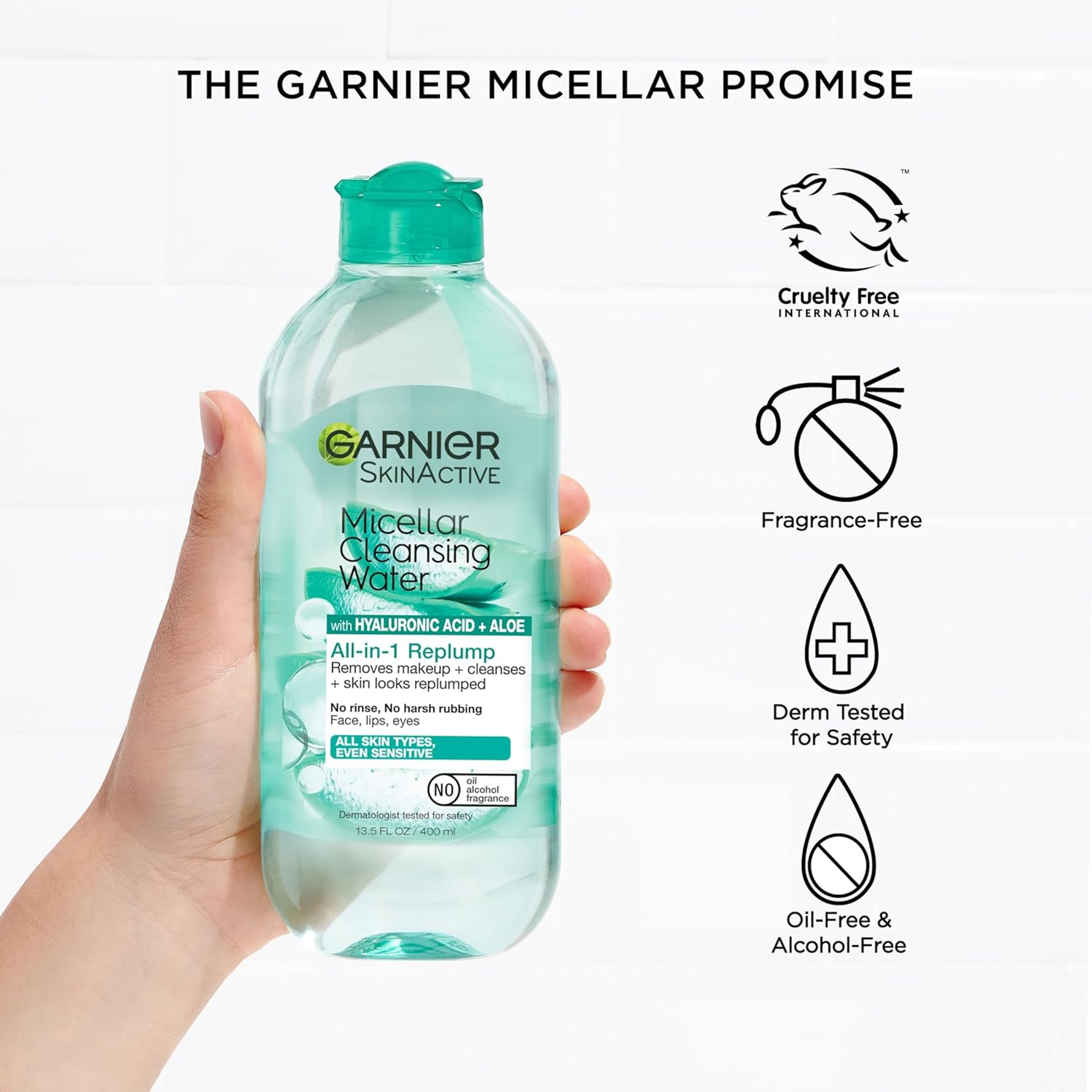 Garnier Micellar Cleansing Water With Hyaluronic Acid & Aloe 13.5 fl.oz - Hydrating & Plumping for All Skin Types 5