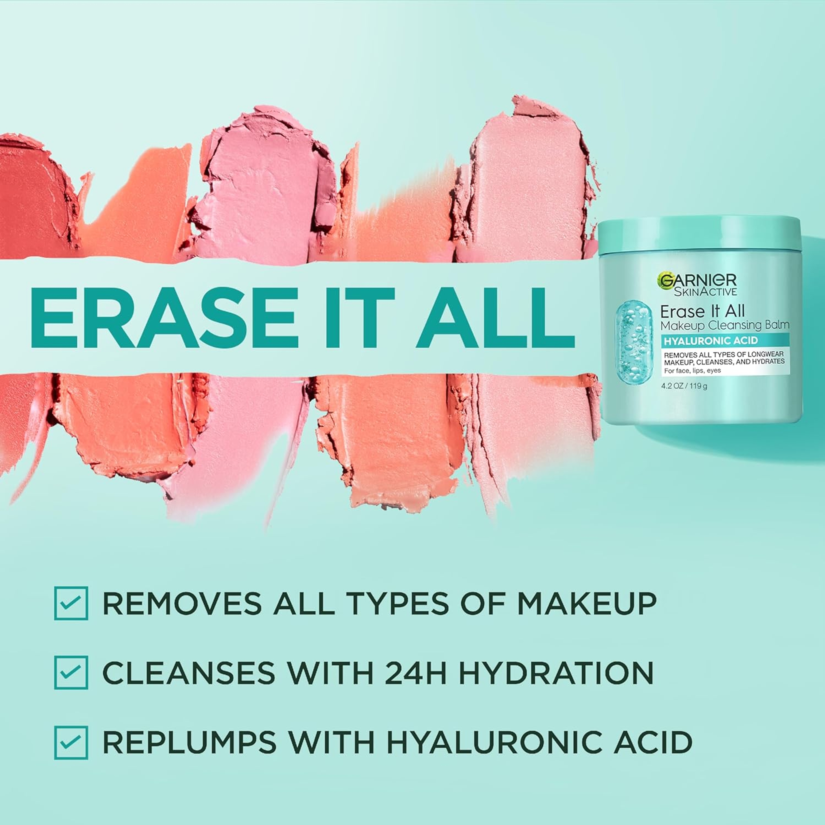 Garnier Erase It All Hyaluronic Acid Makeup Cleansing Balm - Replumping Cleanser & Makeup Remover 4.2 oz 5