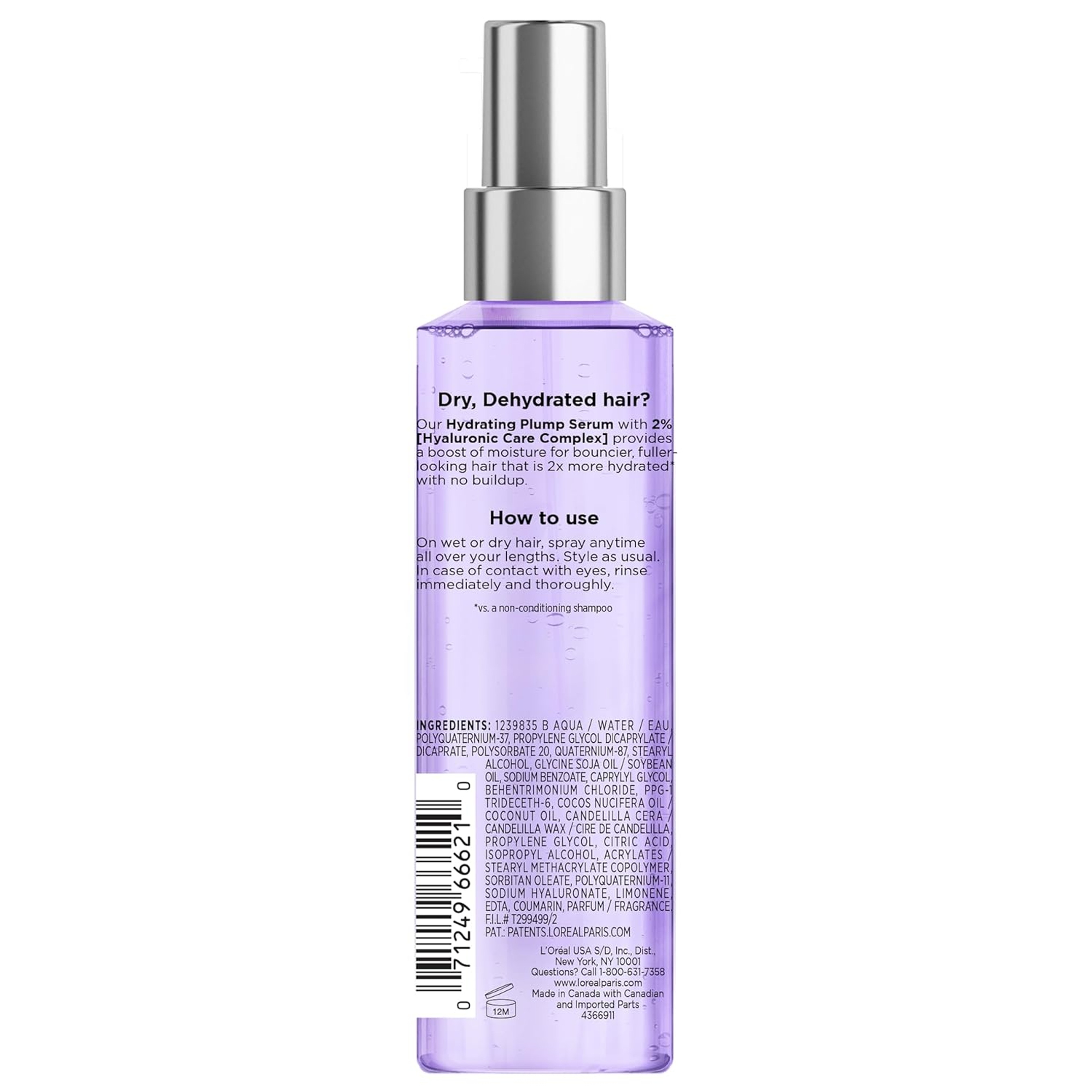 L'Oreal Paris Elvive Hyaluron Plump Leave-In Serum 4.4 fl.oz - Replump Hair Serum for Dehydrated, Dry Hair 7