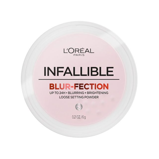 L'Oreal Paris Infallible Blur-fection Loose Setting Powder, Brightening Light Pink, 0.21 oz  - Longwear Blurring Face Powder