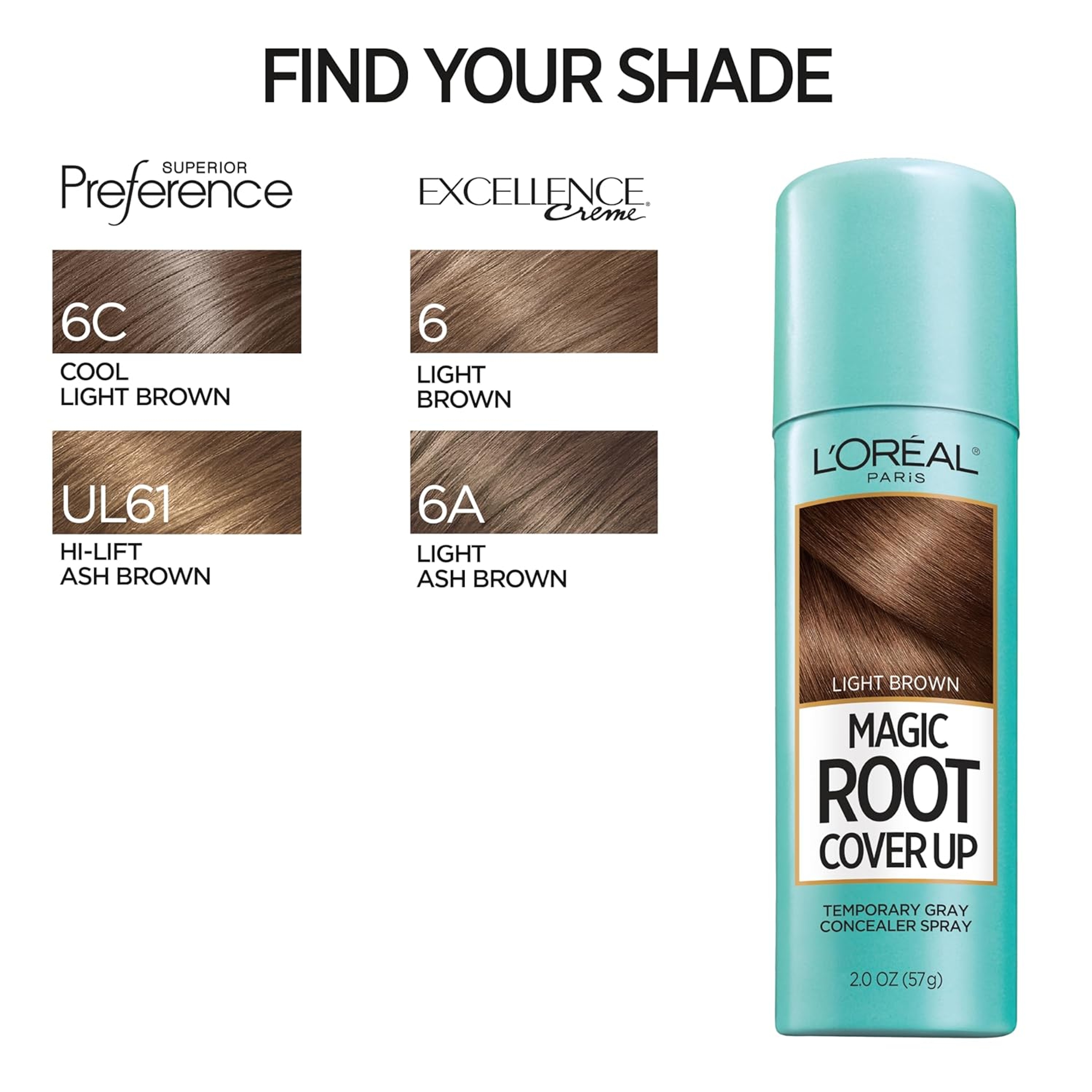 L'Oreal Paris Magic Root Cover Up, Light Brown, 2 oz - Root Touch-Up Spray for Gray Root Coverage 10
