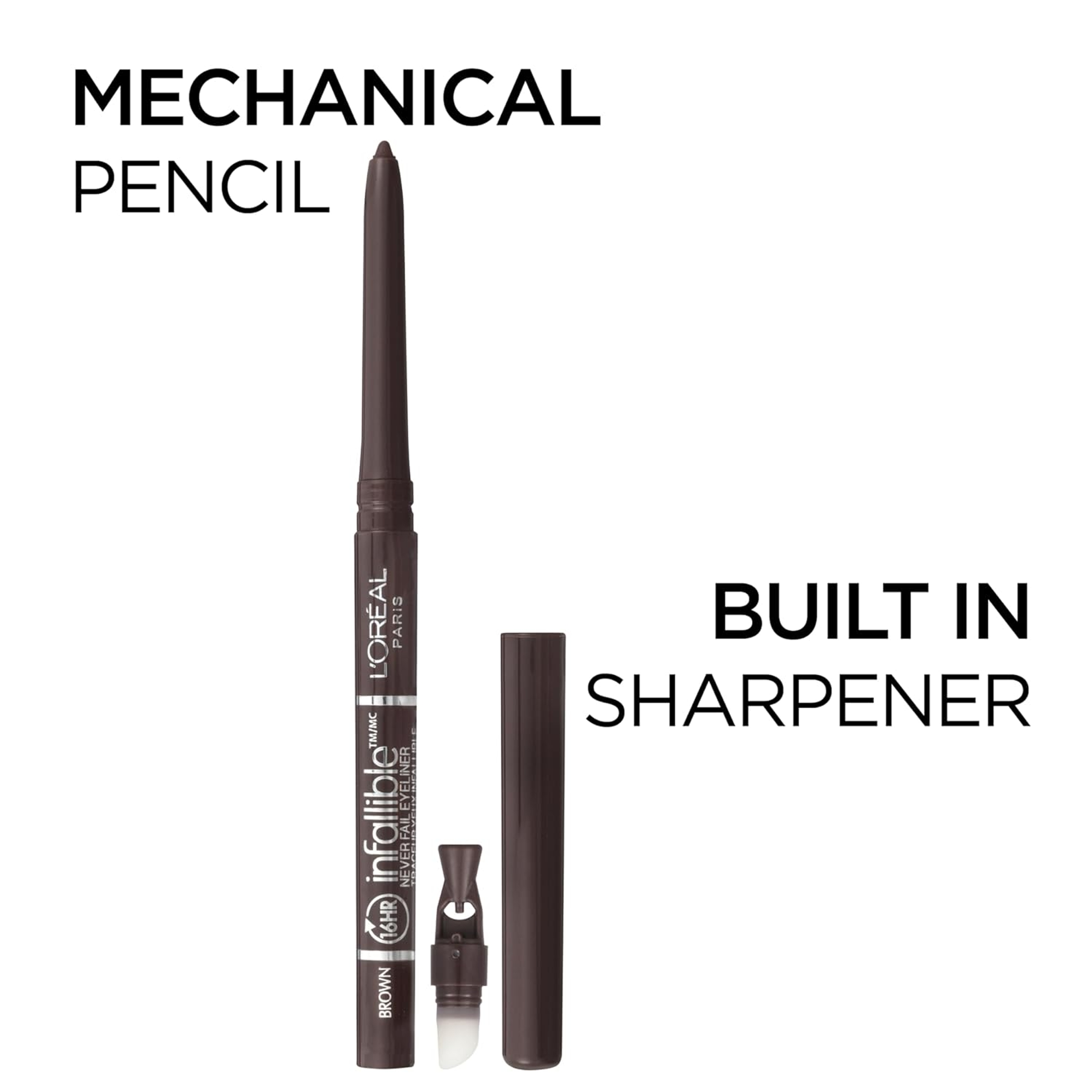 L'Oreal Paris Infallible Never Fail Eyeliner - Mechanical Pencil Eyeline with Built in Sharpener - Black 2