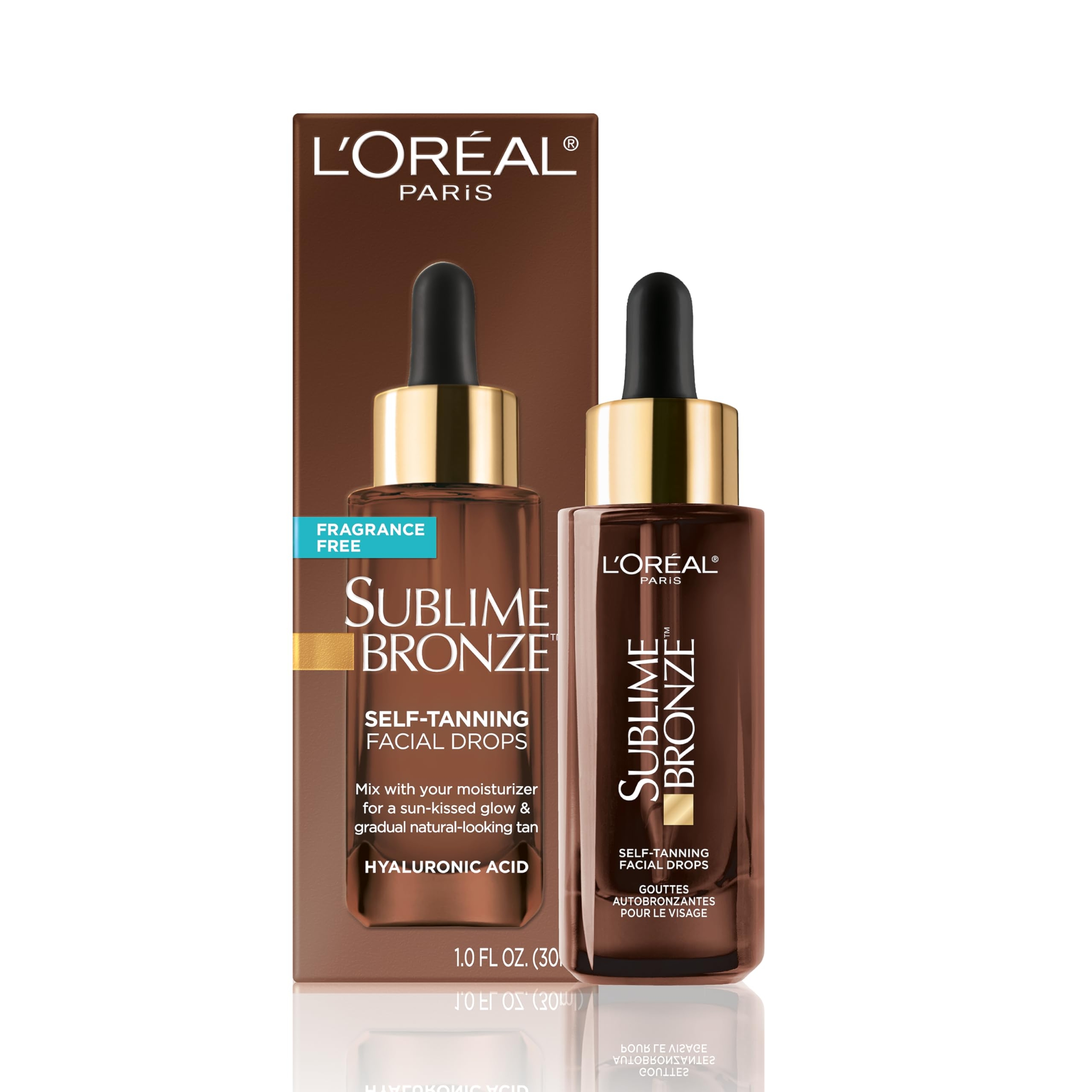 L'Oreal Paris Sublime Bronze Self-Tanning Facial Drops - Fragrance-Free Facial Serum with Hyaluronic Acid 1 fl.oz 1