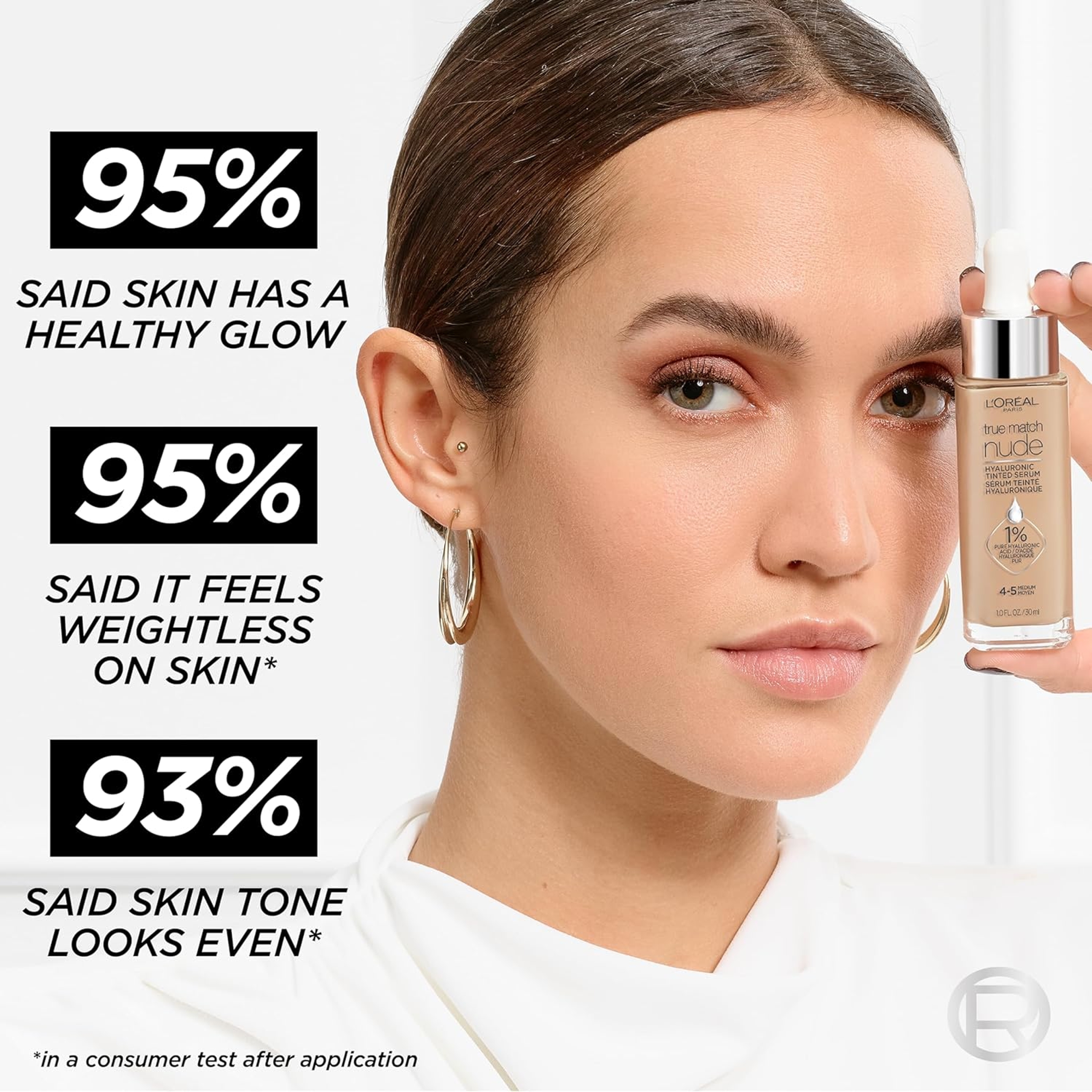 L'Oreal Paris True Match Nude Hyaluronic Tinted Serum Foundation - Lightweight Coverage for Dry Skin - Light 2-3 1 fl.oz 6
