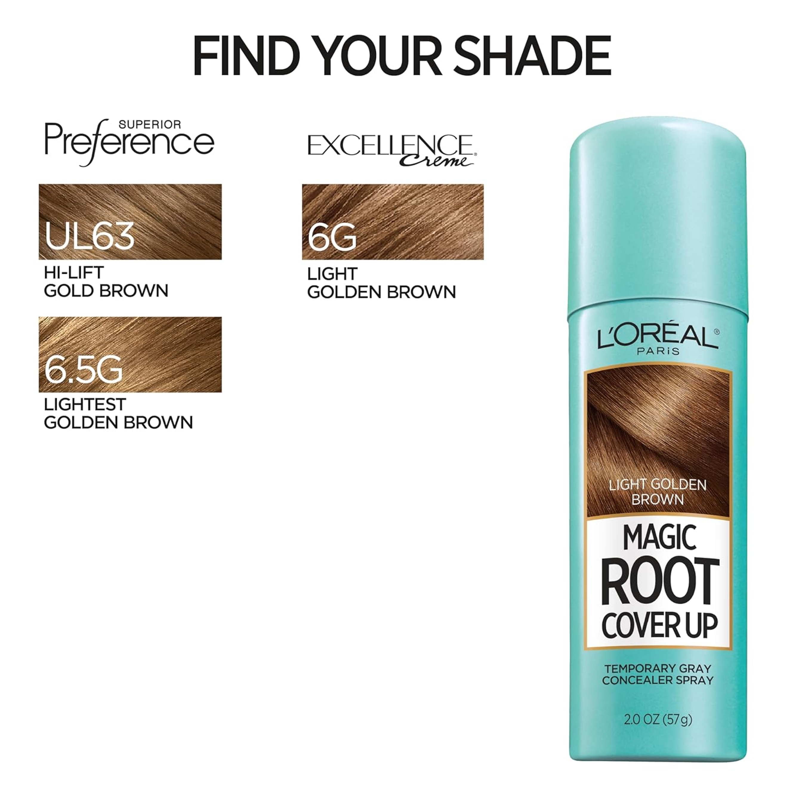 L'Oreal Paris Magic Root Cover Up, Light Golden Brown, 2 oz - Root Touch-Up Spray for Gray Root Coverage 10