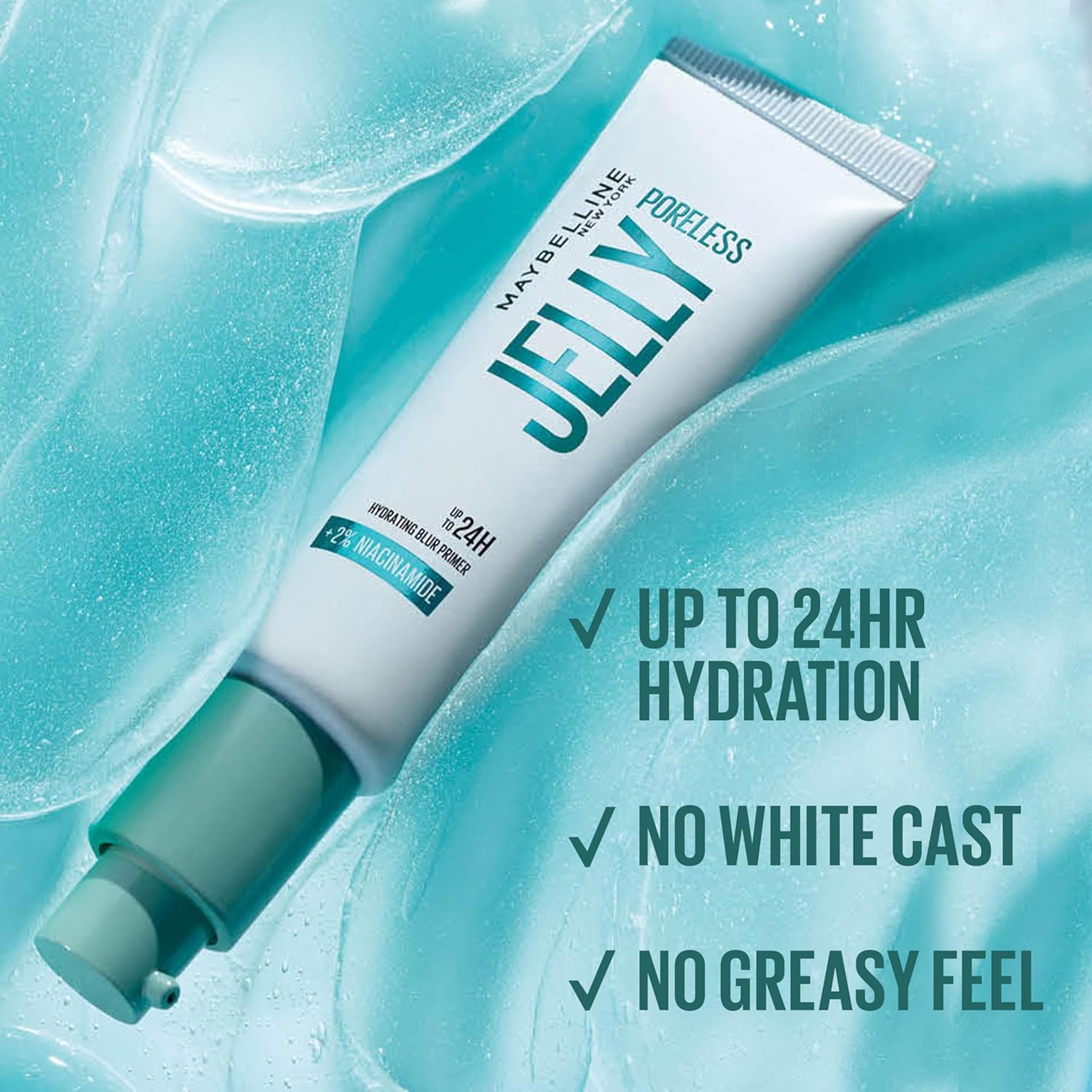 Maybelline Poreless Jelly Primer, Clear, 1 fl.oz - Up To 24HR Hydrating Blur Primer with 2% Niacinamide 3