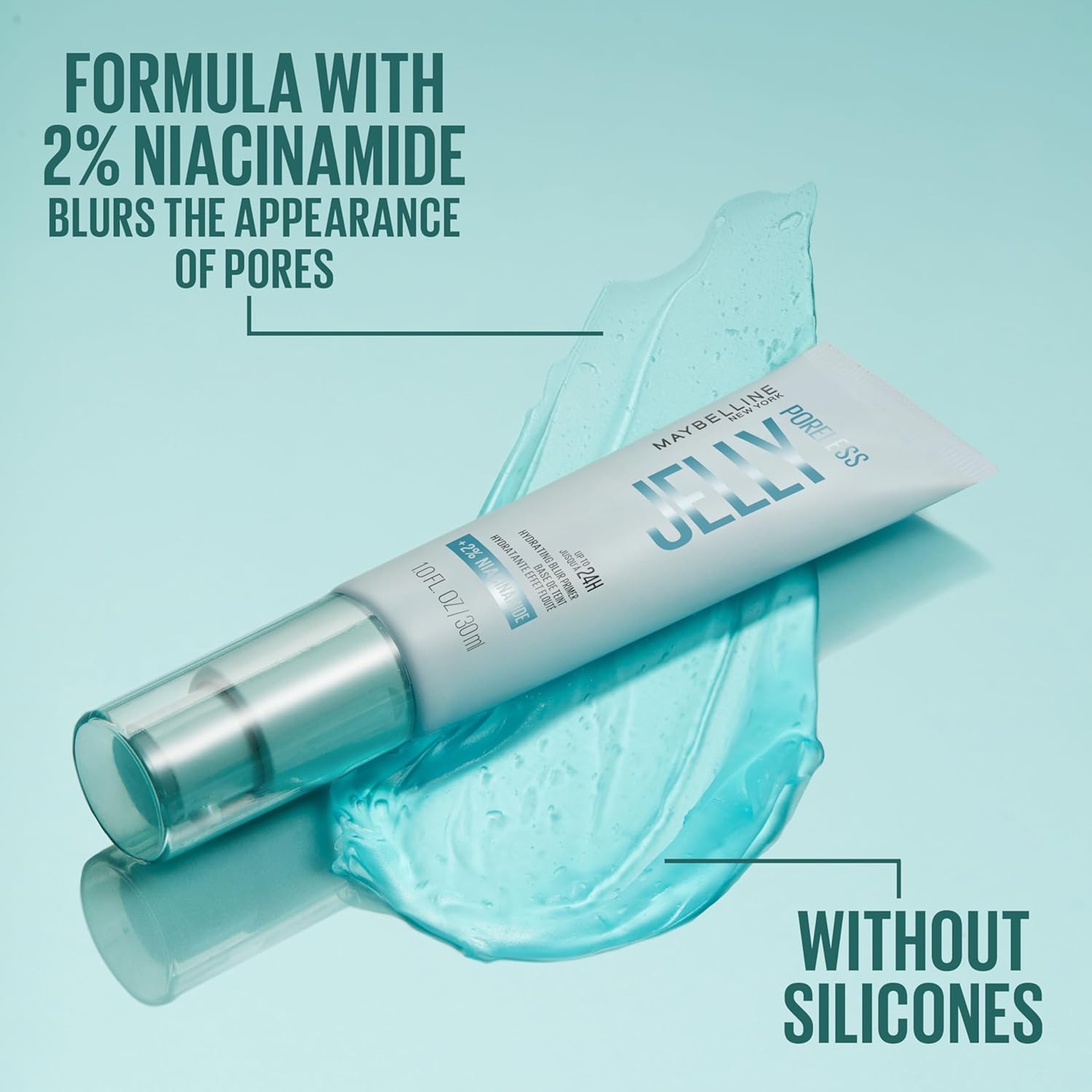 Maybelline Poreless Jelly Primer, Clear, 1 fl.oz - Up To 24HR Hydrating Blur Primer with 2% Niacinamide 5