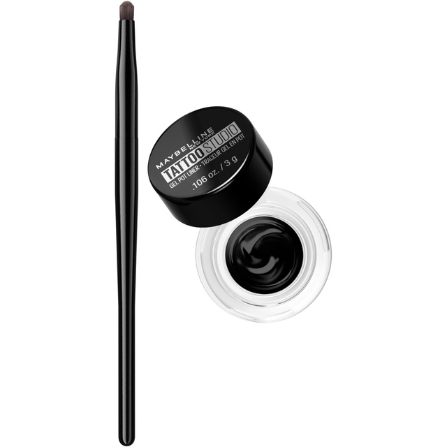 Maybelline Tattoo Studio Gel Pot Eyeliner, Blackest Black, 0.106 oz - Long-Lasting Gel Formula for Dramatic Eye Looks