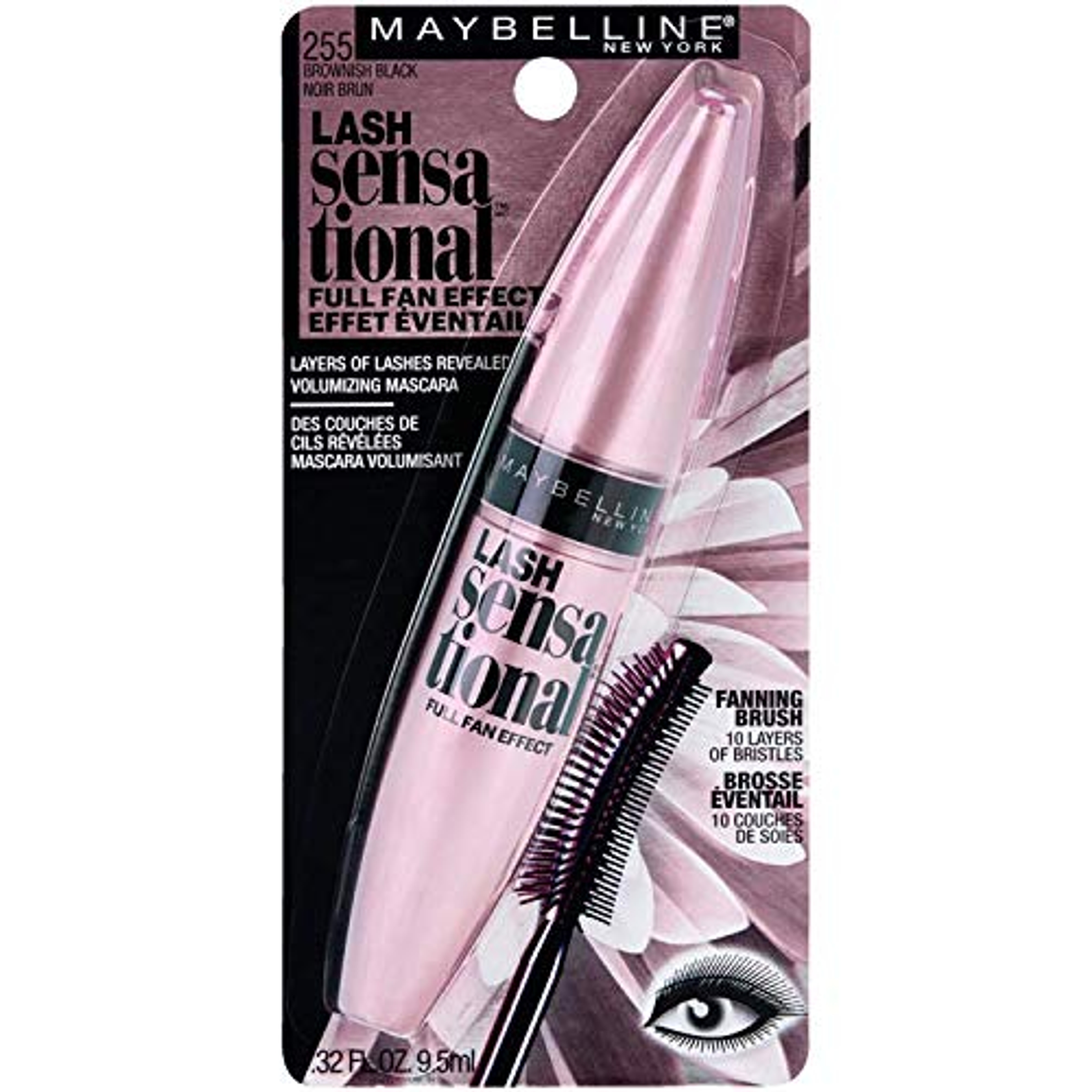 Maybelline Lash Sensational Washable Mascara, Brownish Black, 0.32 fl.oz - Lengthening & Volumizing Full Fan Effect 9