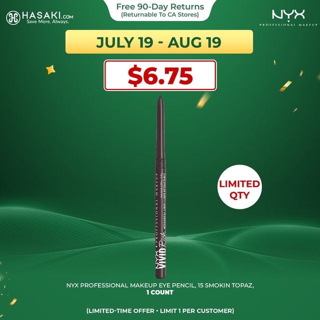 NYX Professional Makeup Vivid Rich Mechanical Eye Pencil, 15 Smokin Topaz, 1 Count - Creamy Retractable Eyeliner