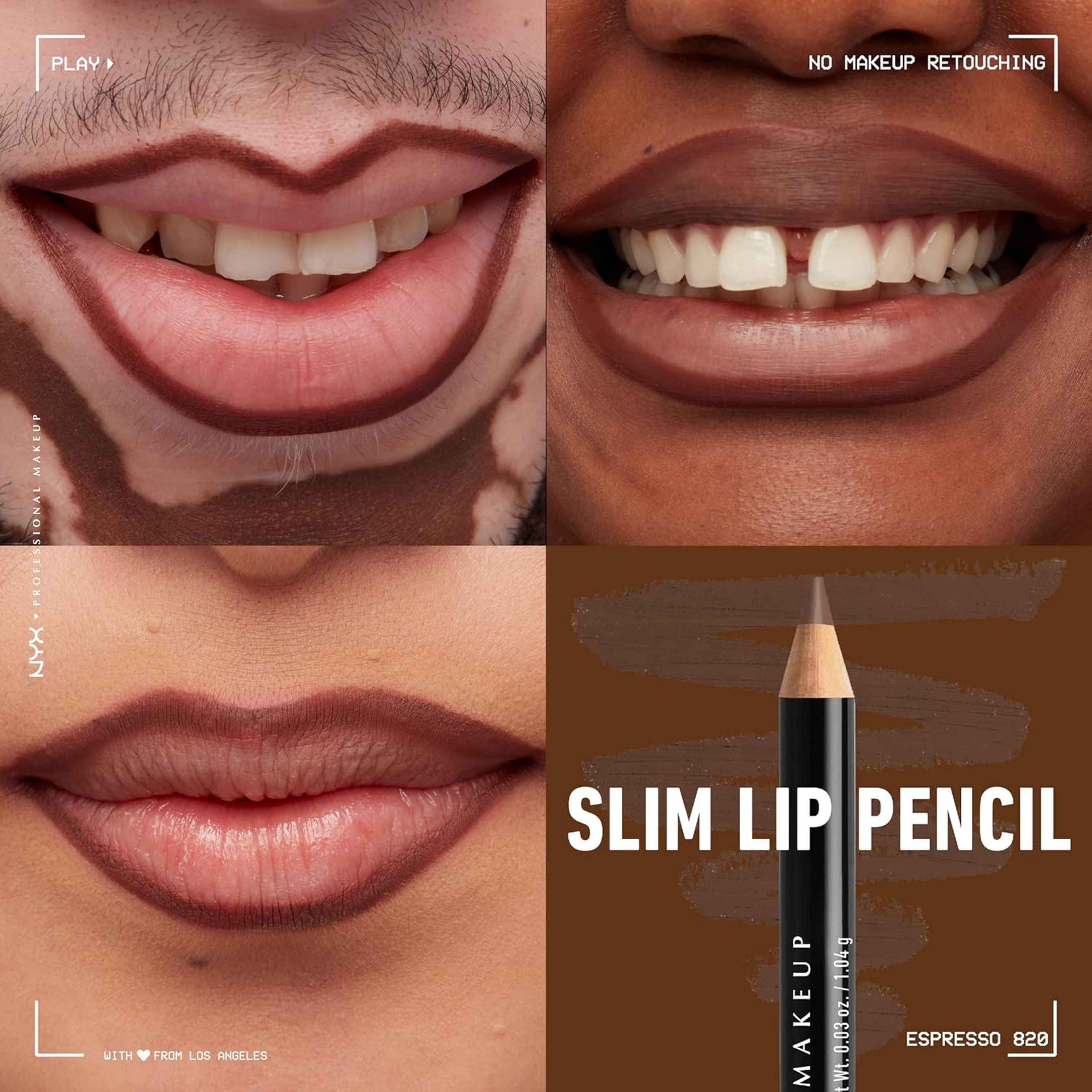 NYX Professional Makeup Slim Lip Pencil, Espresso, 0.03 oz - Long-Lasting Creamy Lip Liner 4