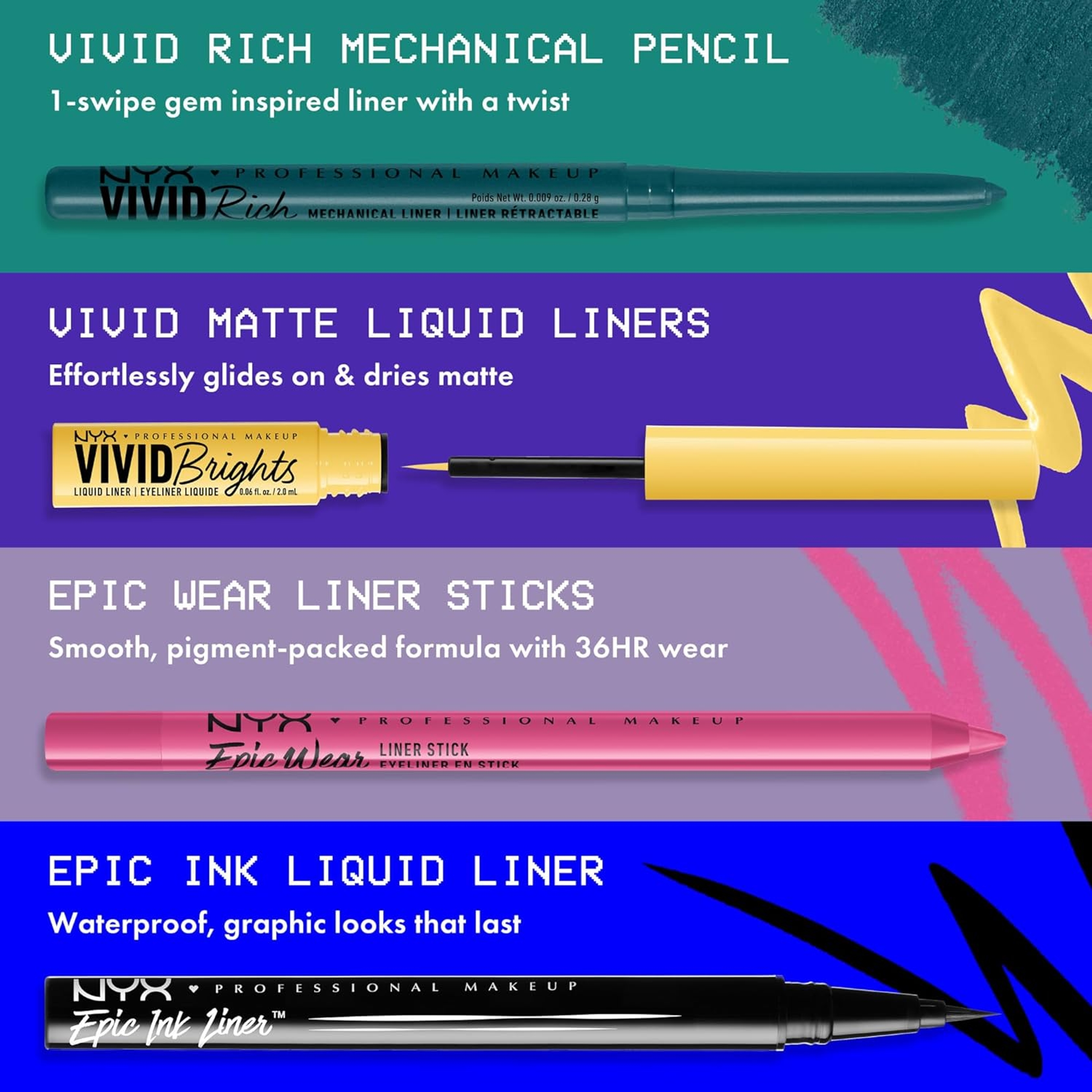 NYX Professional Makeup Vivid Rich Mechanical Eye Pencil, 11 Under the Moonstone, 1 Count - Creamy Retractable Eyeliner 7