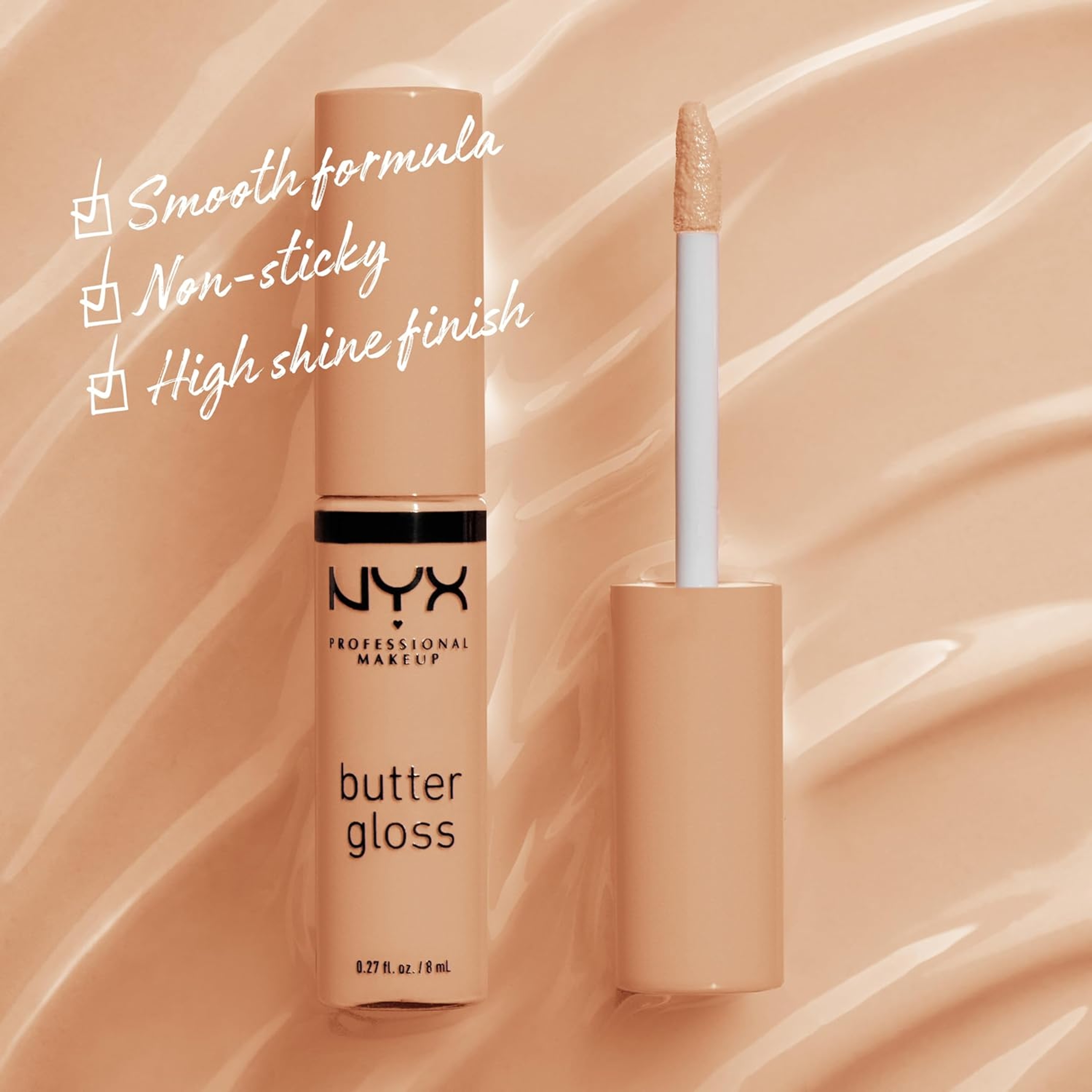 NYX Professional Makeup Butter Gloss Lip Gloss, Fortune Cookie, 0.27 fl.oz - Non-Sticky & Shiny Vegan Lip Makeup 2