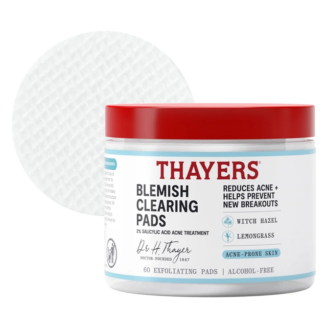 Thayers Blemish Clearing Pads (60 Pads) - Salicylic Acid Acne Treatment for Face
