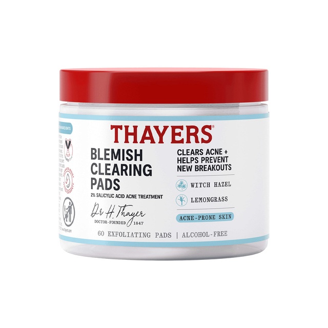 Thayers Blemish Clearing Pads (60 Pads) - Salicylic Acid Acne Treatment for Face