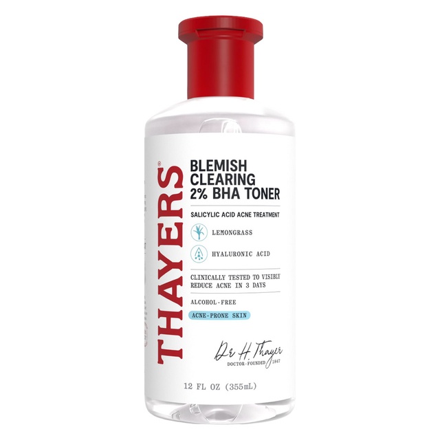 Thayers Blemish Clearing 2% BHA Toner 12 fl.oz - Salicylic Acid Acne Treatment Face Toner