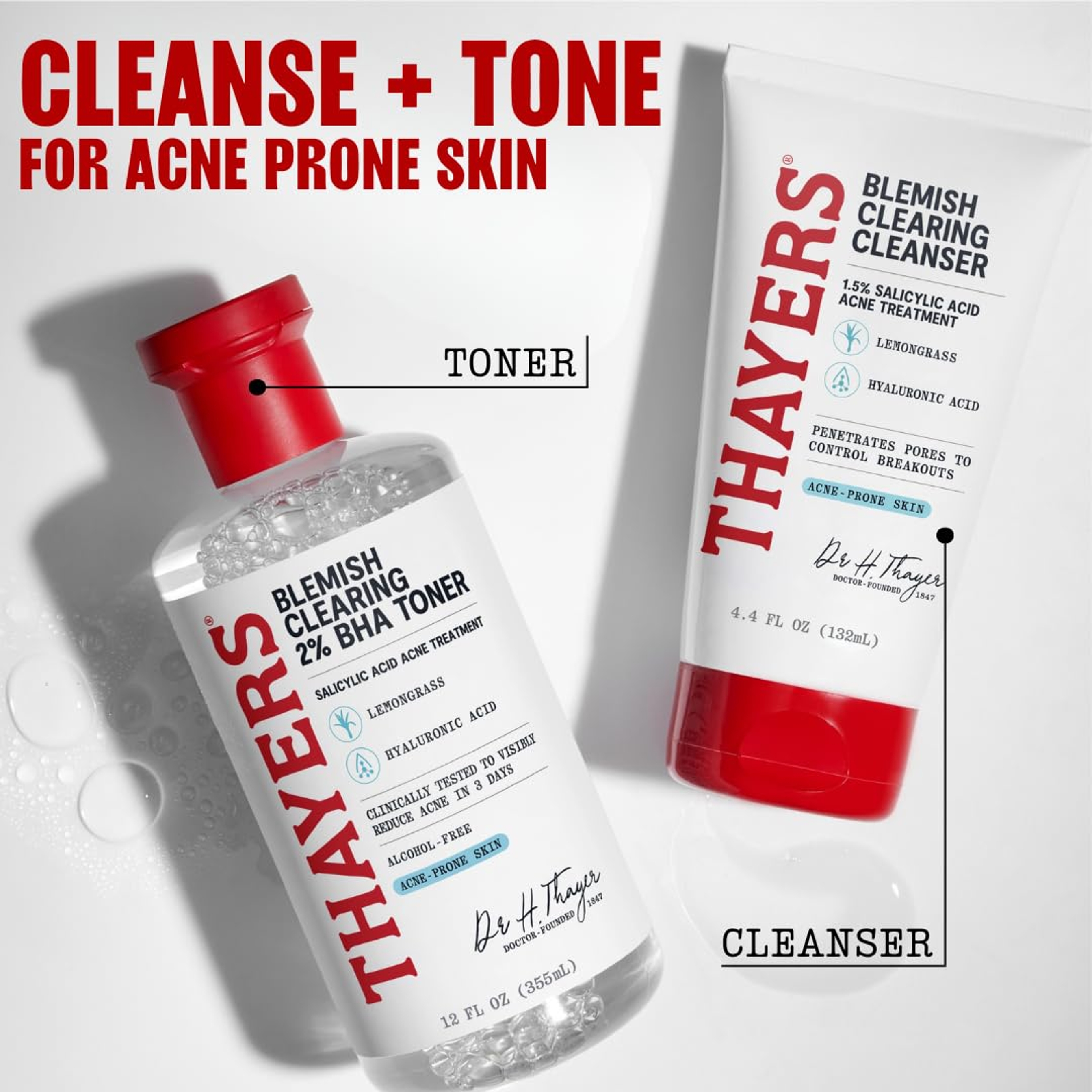Thayers Blemish Clearing 2% BHA Toner 12 fl.oz - Salicylic Acid Acne Treatment Face Toner 7