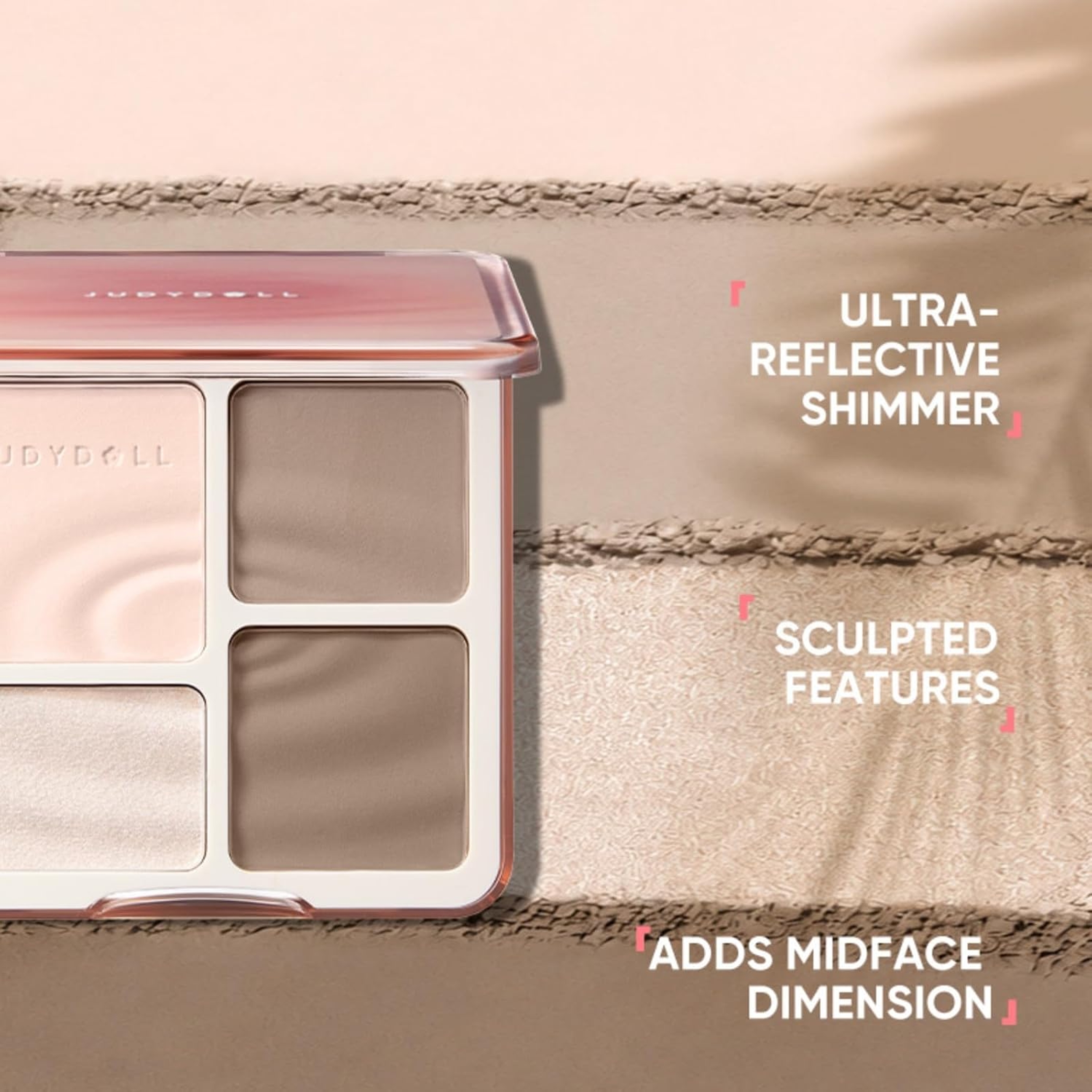 Judydoll Highlighter Contour Palette, 01 Wave Shadow Palette, 1 Count - All-in-One Matte Highlighter Contour Compact 4