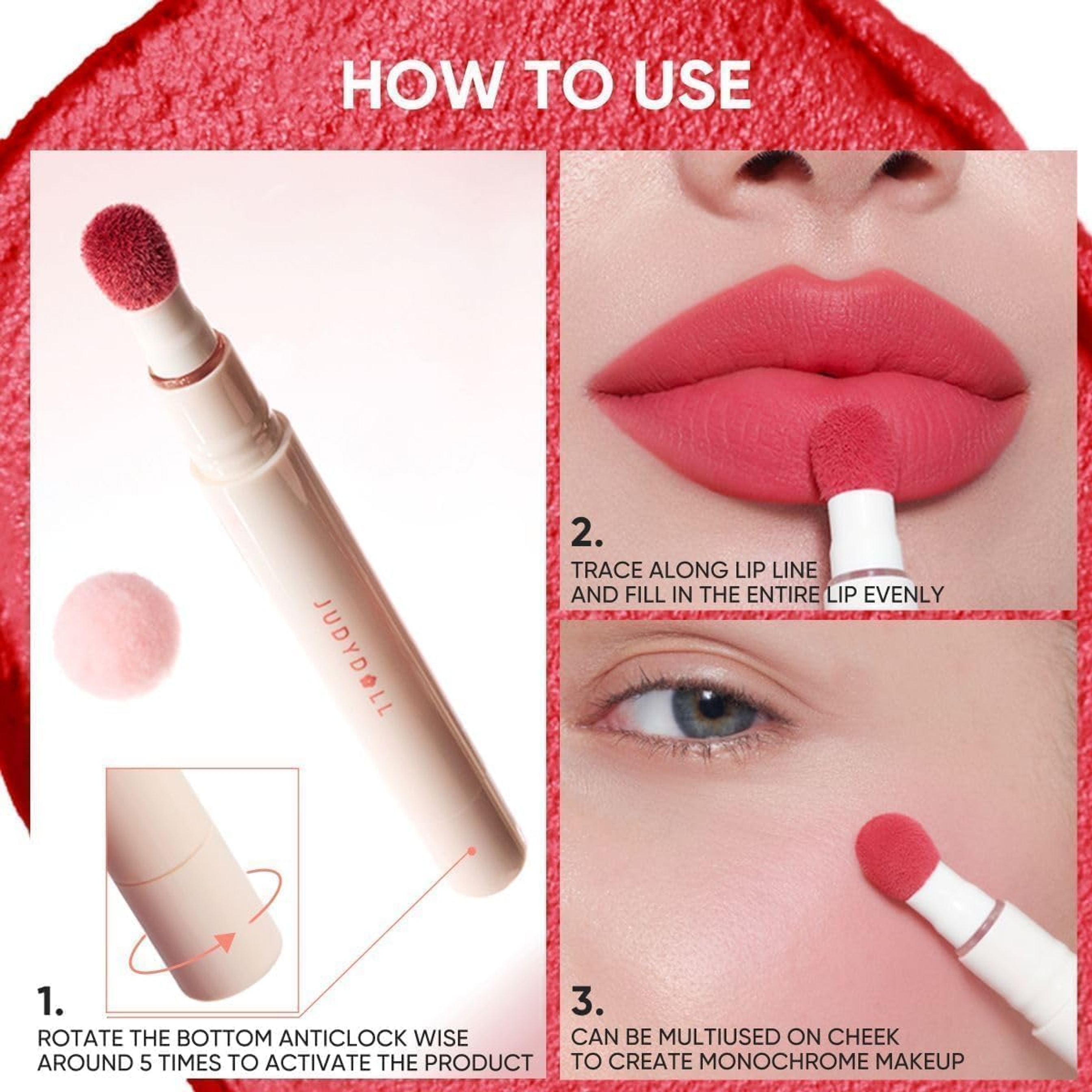 Judydoll Cushion Matte Lock Lip Cream, G204 Taro Haze, 1 Count - Hydrating Matte Lipstick for a Lip-Blurring Effect 8