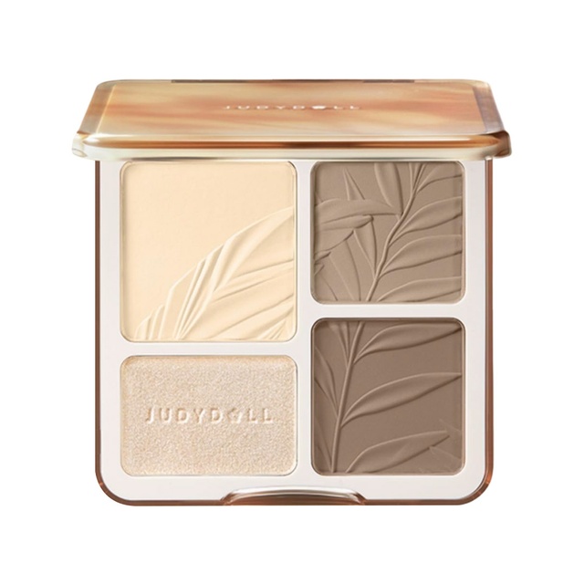 Judydoll Highlighter Contour Palette, 02 Tree Shadow Palette, 1 Count - All-in-One Matte Highlighter Contour Compact
