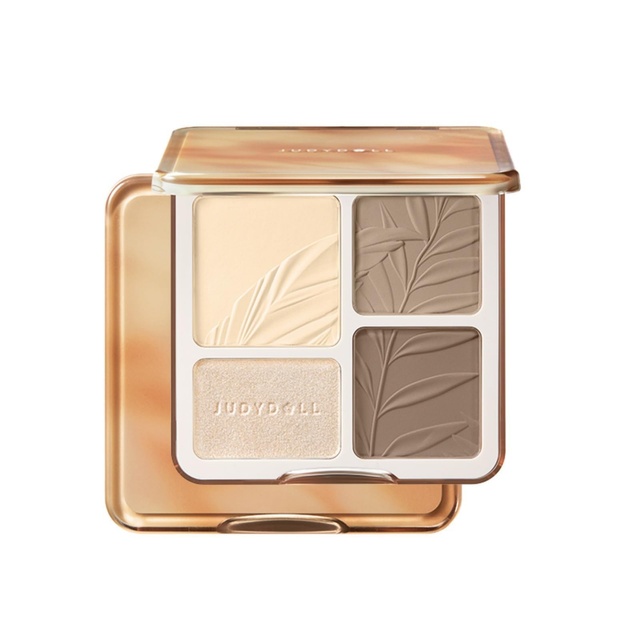 Judydoll Highlighter Contour Palette, 02 Tree Shadow Palette, 1 Count - All-in-One Matte Highlighter Contour Compact