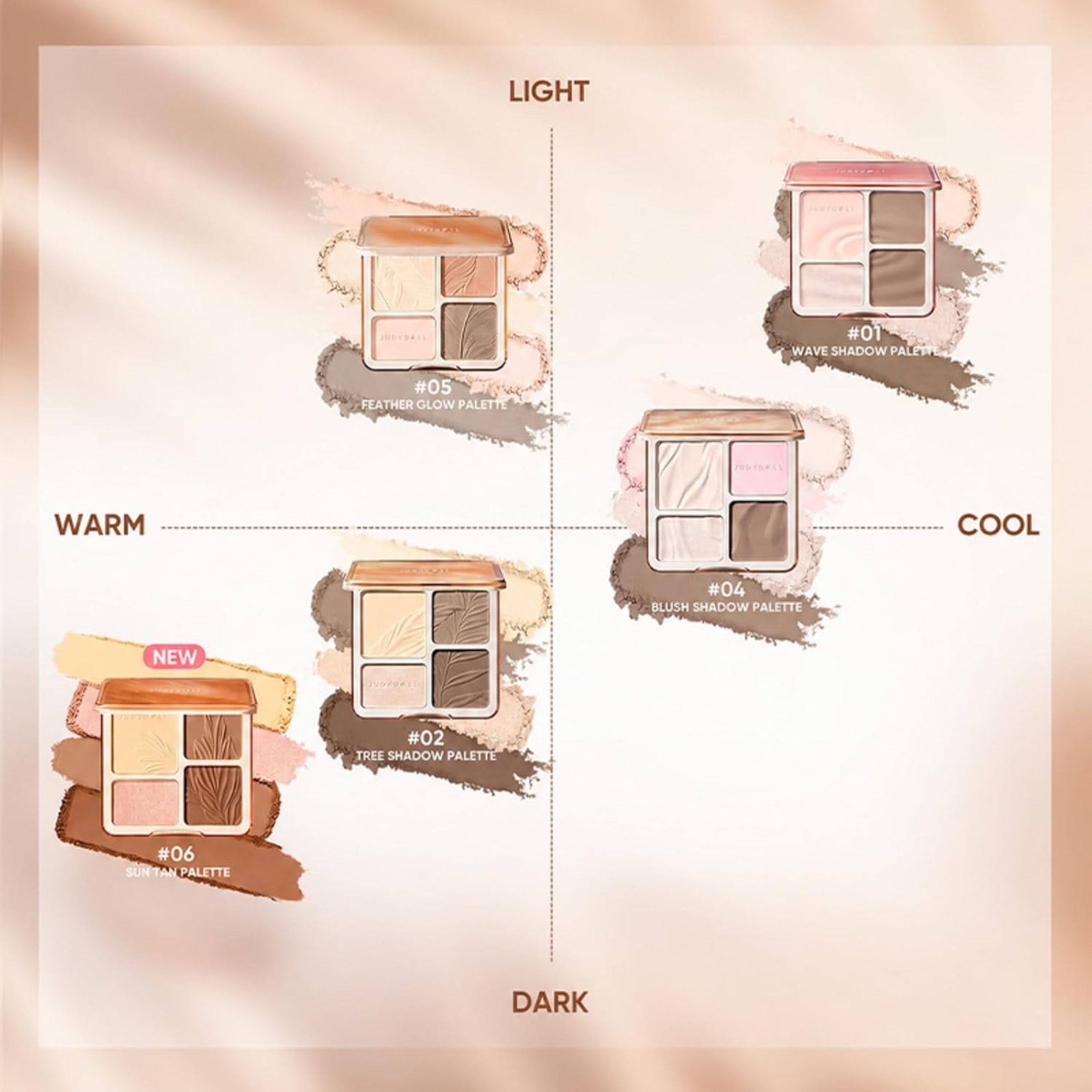 Judydoll Highlighter Contour Palette, 02 Tree Shadow Palette, 1 Count - All-in-One Matte Highlighter Contour Compact 8