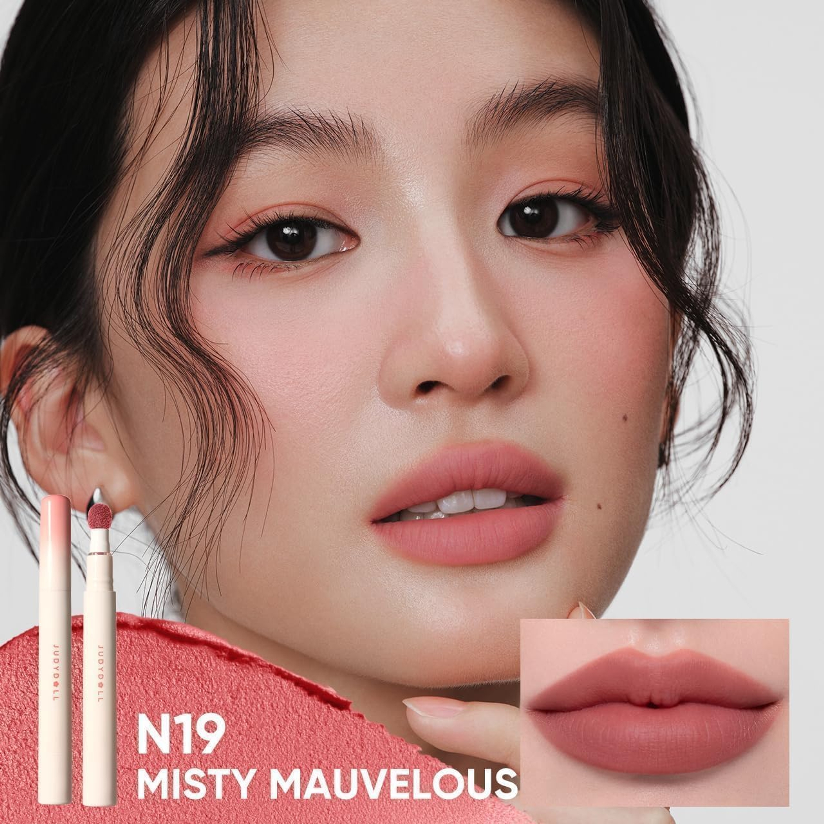 Judydoll Cushion Matte Lock Lip Cream, N19 Misty Mauvelous, 1 Count - Hydrating Matte Lipstick for a Lip-Blurring Effect 3