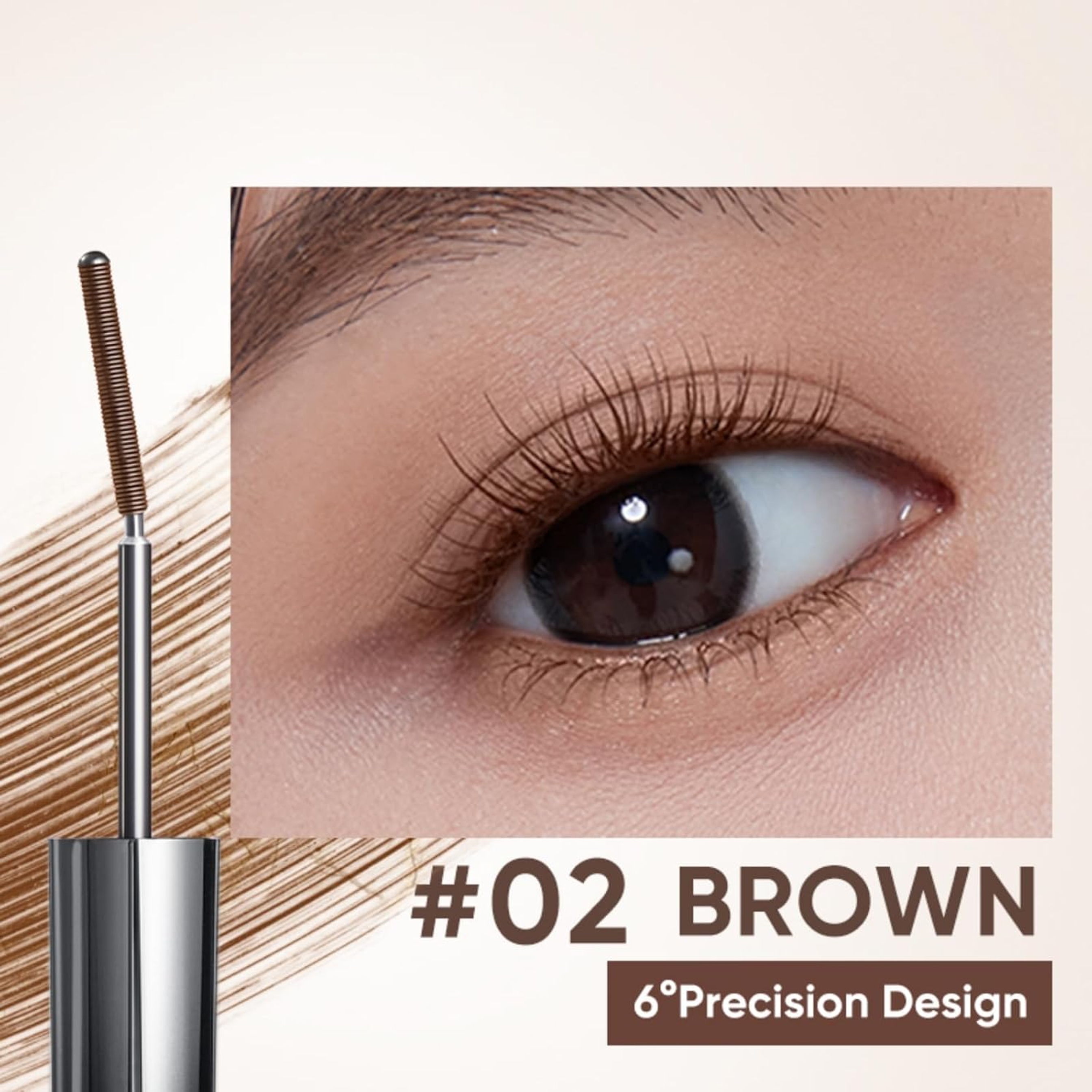 Judydoll 3D Curling Iron Mascara, 02 Brown, 0.07 oz - 6° Precision Design Tubing Mascara with Ultra-Fine Metal Wand 2