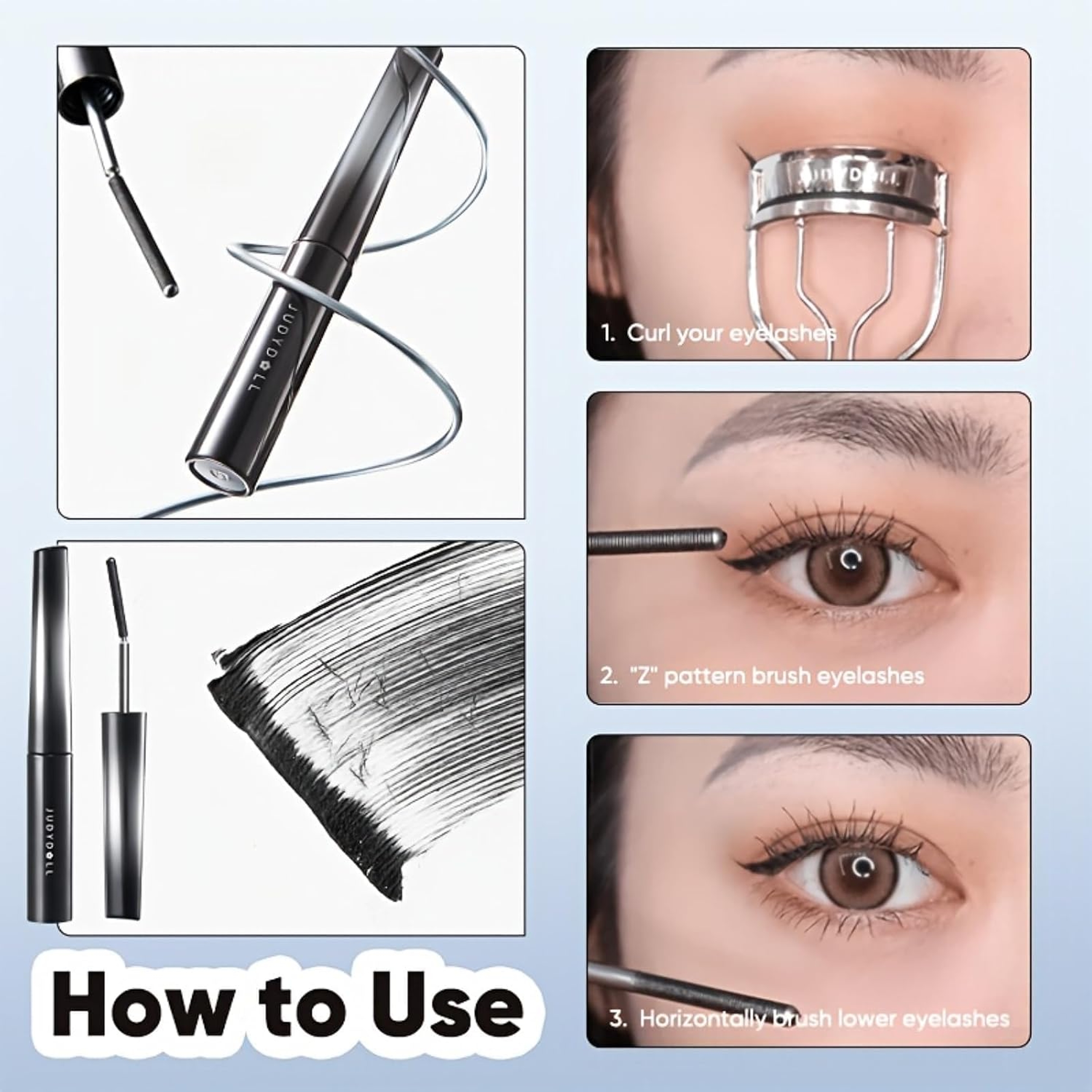 Judydoll 3D Curling Iron Mascara, 02 Brown, 0.07 oz - 6° Precision Design Tubing Mascara with Ultra-Fine Metal Wand 7