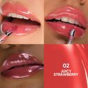 Judydoll Dual Flash Watery Lip Gloss, 02 Juicy Strawberry, 1 Count - Mirror-Shine Lip Glaze with Dual-Sided Metal & Velvet Spatula 2
